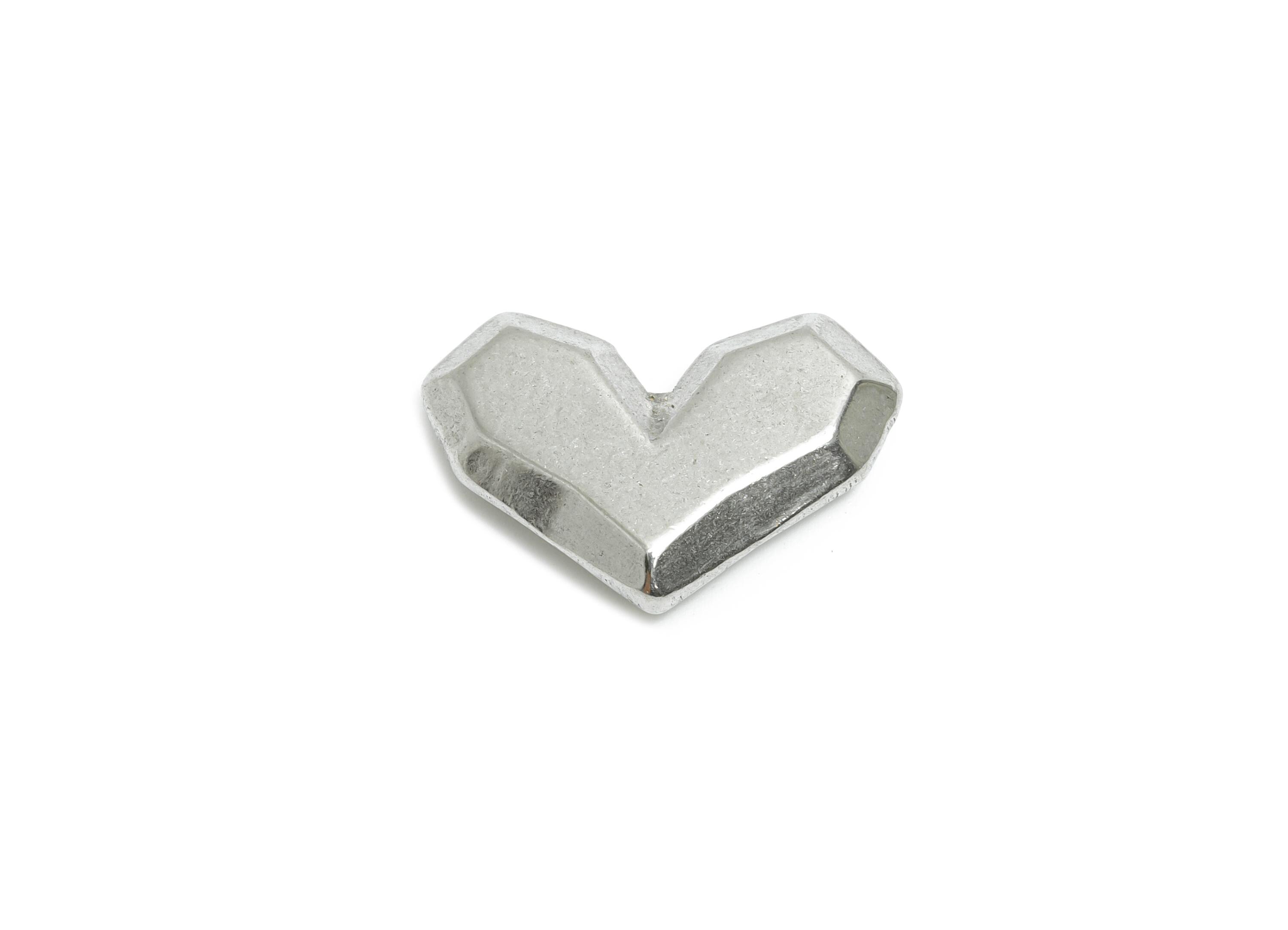 Stainless Steel Heart Charms - Faceted Heart Charm - Minimalist Heart Charm - Romantic Stainless Steel Jewelry - 18.52x13x3.89mm - SS2070 - DOMEDBAZAAR