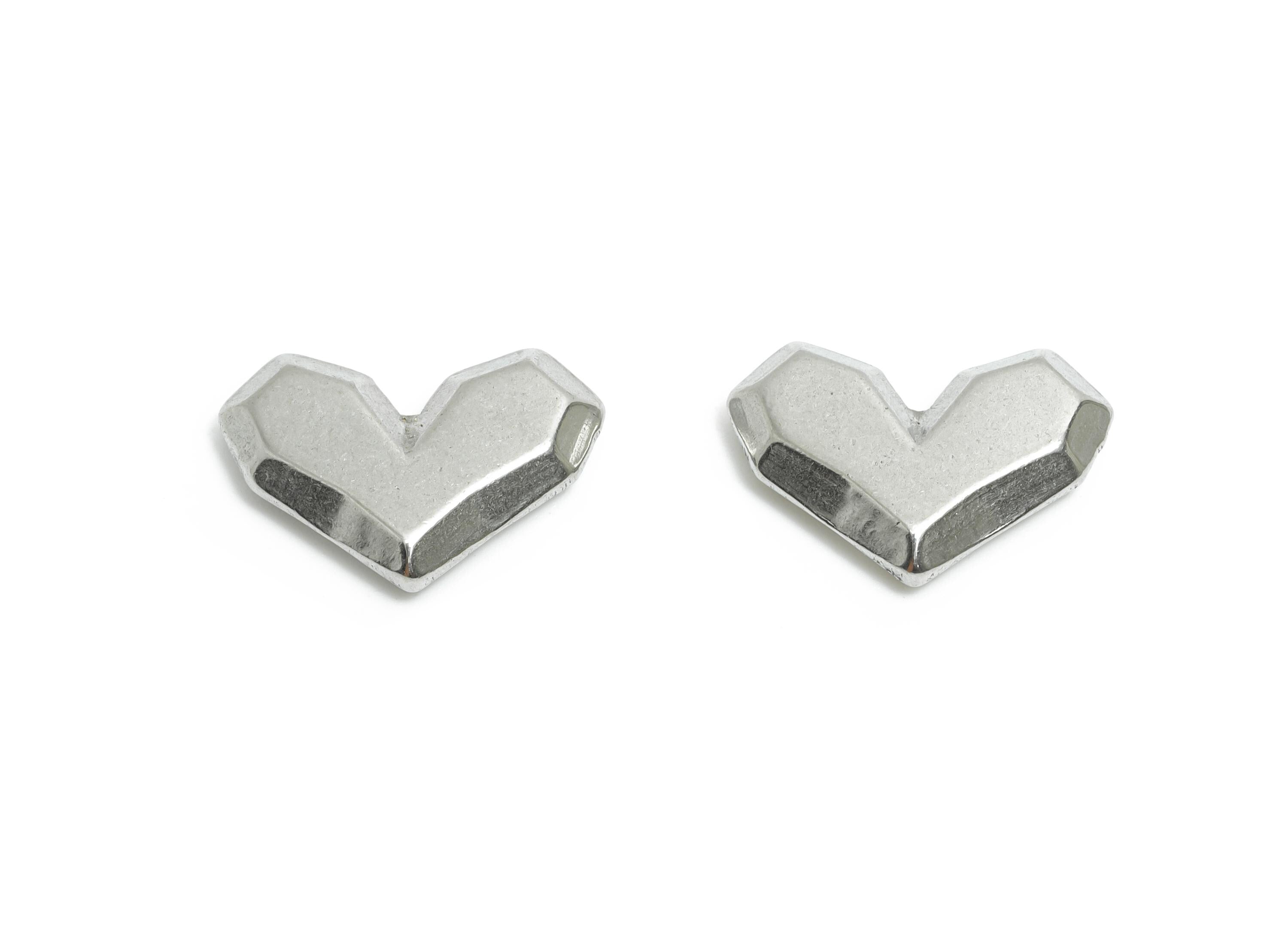 Stainless Steel Heart Charms - Faceted Heart Charm - Minimalist Heart Charm - Romantic Stainless Steel Jewelry - 18.52x13x3.89mm - SS2070 - DOMEDBAZAAR