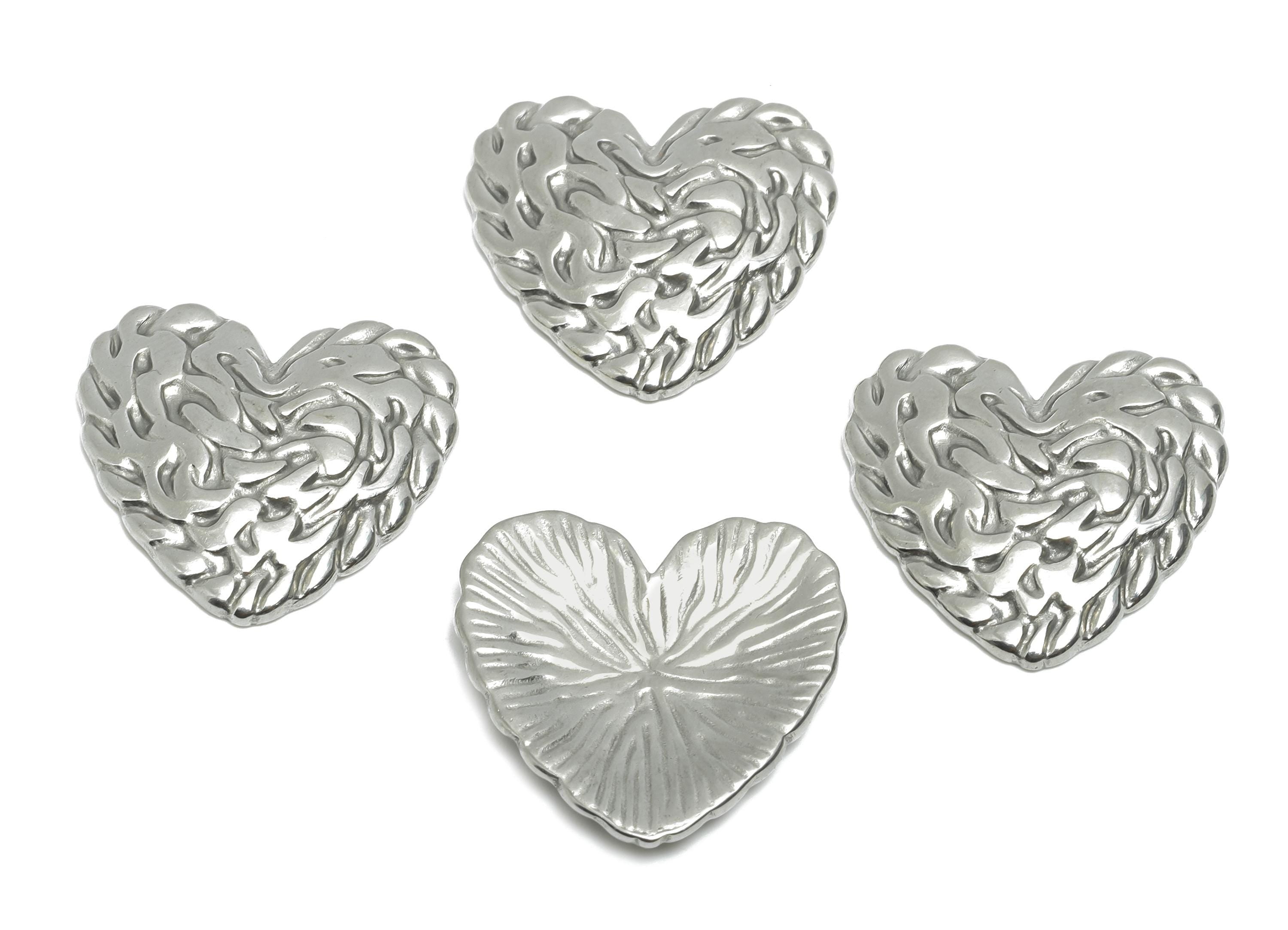Stainless Steel Heart Charms - Textured Heart Charm - Modern Punk Heart Jewelry Piece - Abstract Heart Shape Jewelry - 21x22x2.48mm - SS2073 - DOMEDBAZAAR