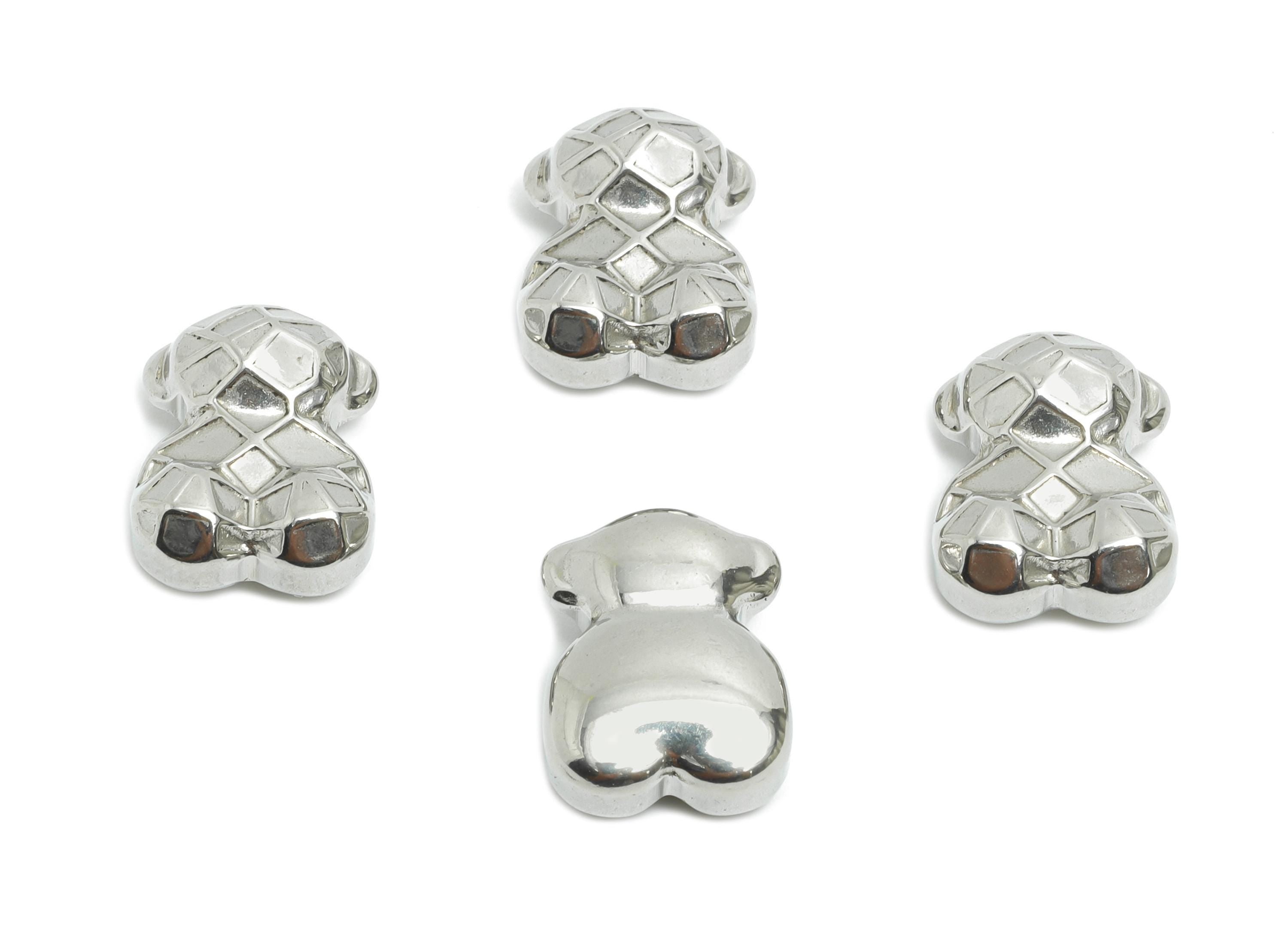 Stainless Steel Bear Charms - Faceted Solid Bear Charm - Geometry Cute Bear Charm - Modern Stainless Steel Jewelry - 13x10x5mm - SS2077 - DOMEDBAZAAR