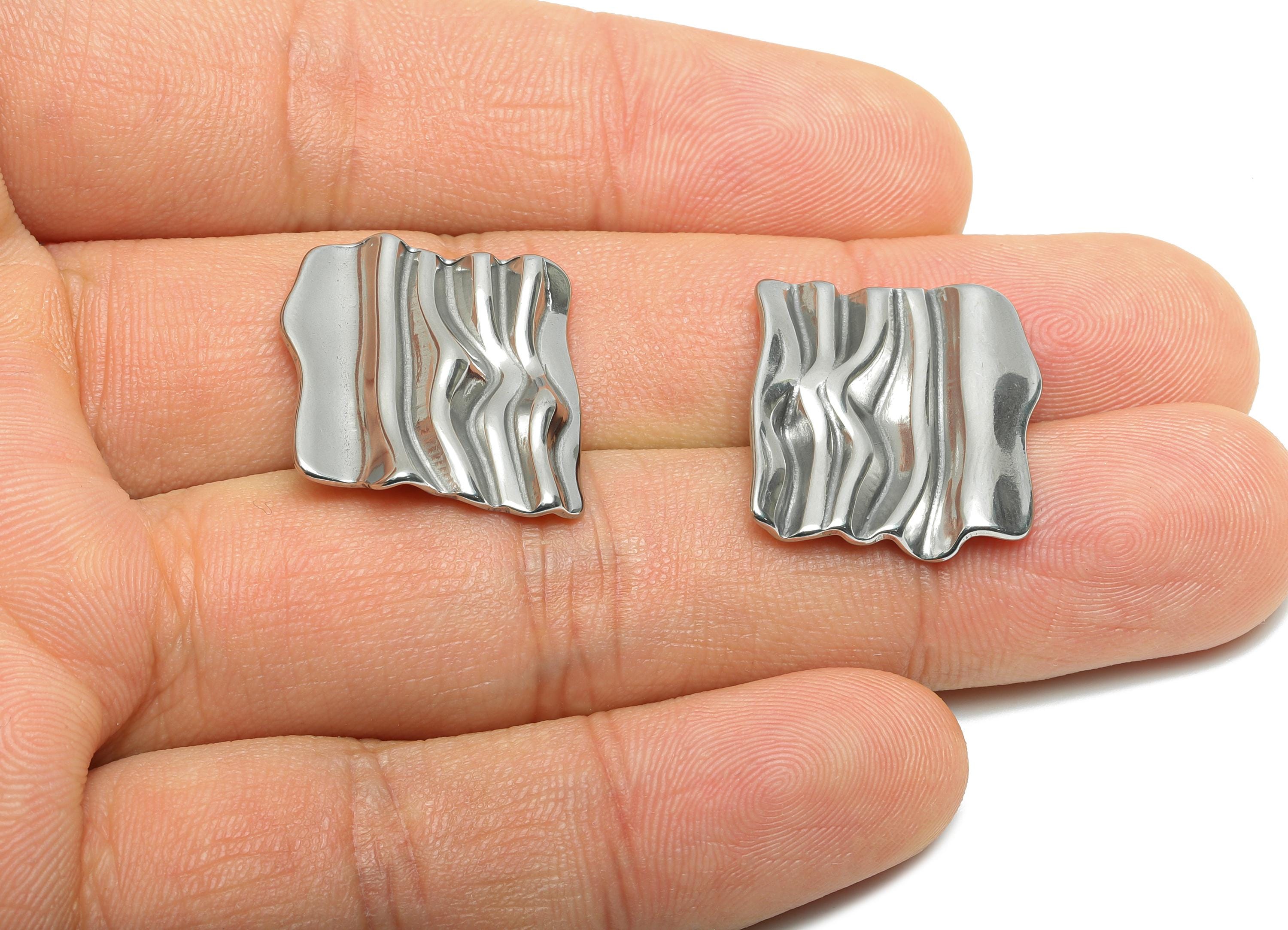 Stainless Steel Abstract Charms - Textured Artistic Wavy Charms - Abstract Ripple Effect Jewelry - Steel Finding - 20.88x19.5x2.9mm - SS1990 - DOMEDBAZAAR