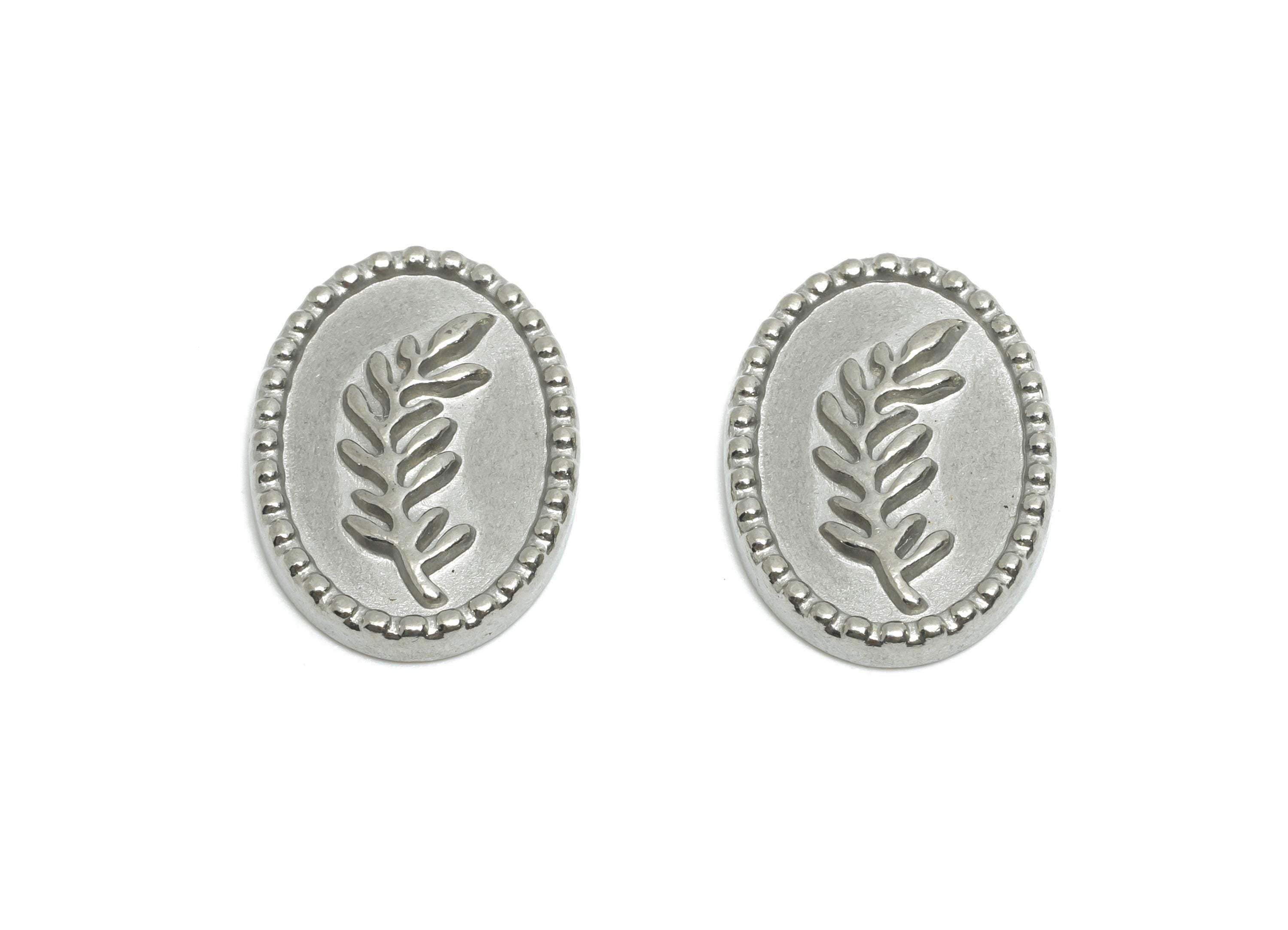 Stainless Steel Leaf Charms - Oval Silver Steel Botanical Charm - Textured Leaf Embossed Jewelry - Steel Jewelry DIY - 18x12.87x2mm - SS2096 - DOMEDBAZAAR