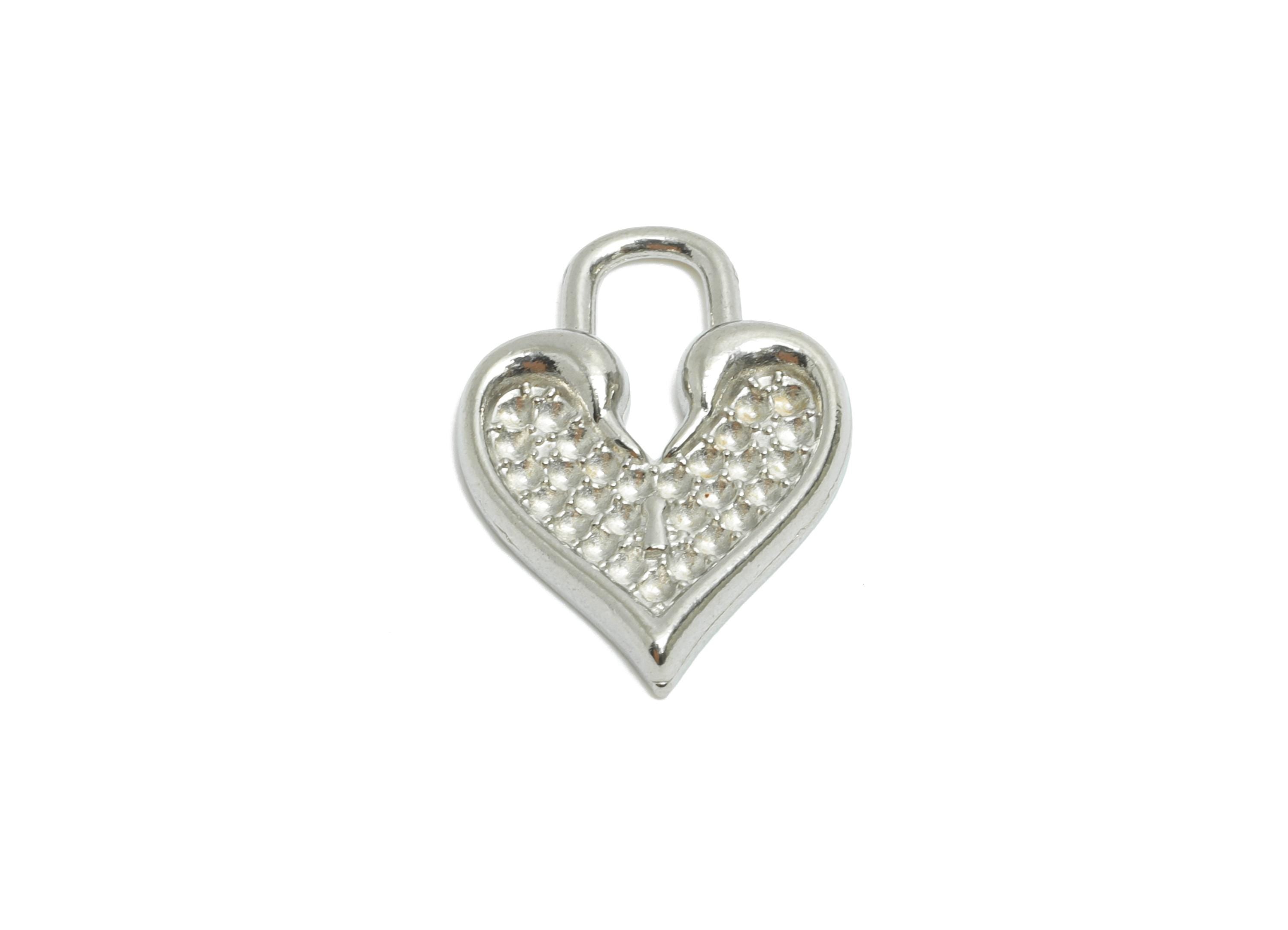 Stainless Steel Heart Charms - Hammered Heart Lock Pendant - Vintage Heart Lock Design - Symbolic Love Lock Jewelry - 18.8x14x2mm - SS2002 - DOMEDBAZAAR