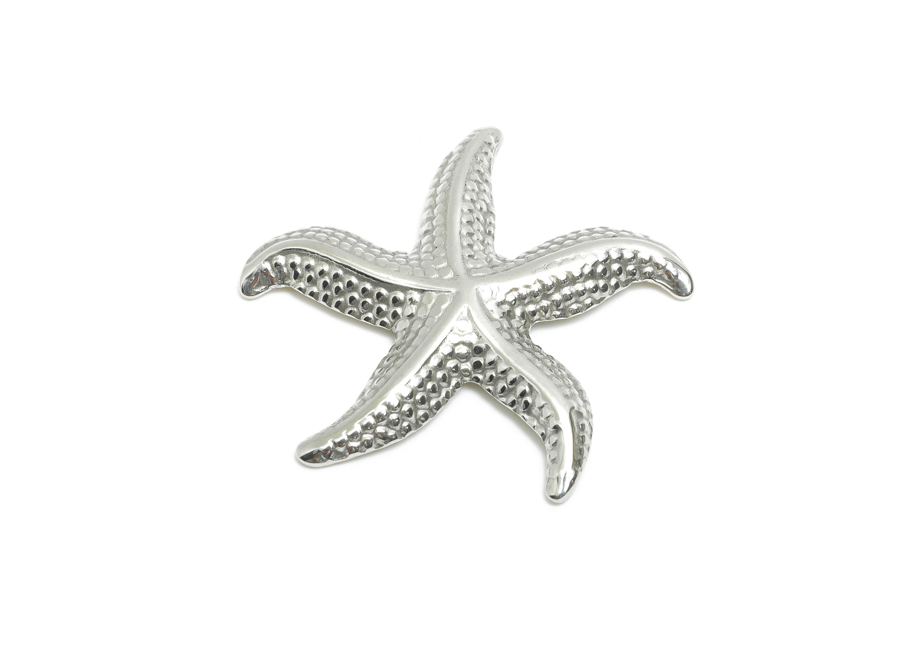 Stainless Steel Starfish Charms - Silver Textured Marine Charms - Minimalist Starfish Jewelry - Steel Accessory - 33.35x33.5x2.57mm - SS2097 - DOMEDBAZAAR