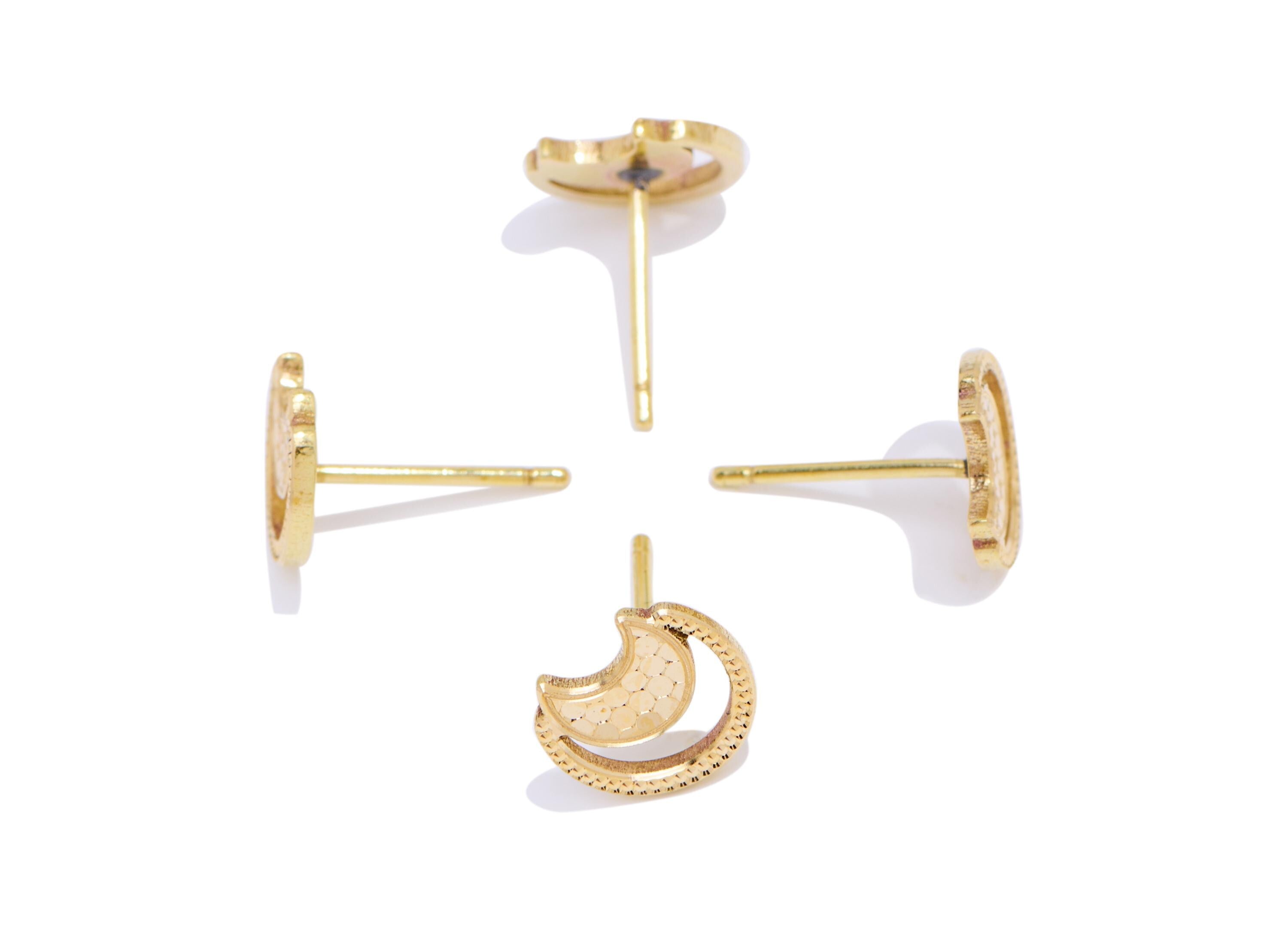 Brass Crescent Earring Post - Raw Brass Textured Moon Earring Stud - Chic Modern Laser Cut Jewelry - Minimalist Jewelry - 8x9x1mm - PP11193 - DOMEDBAZAAR