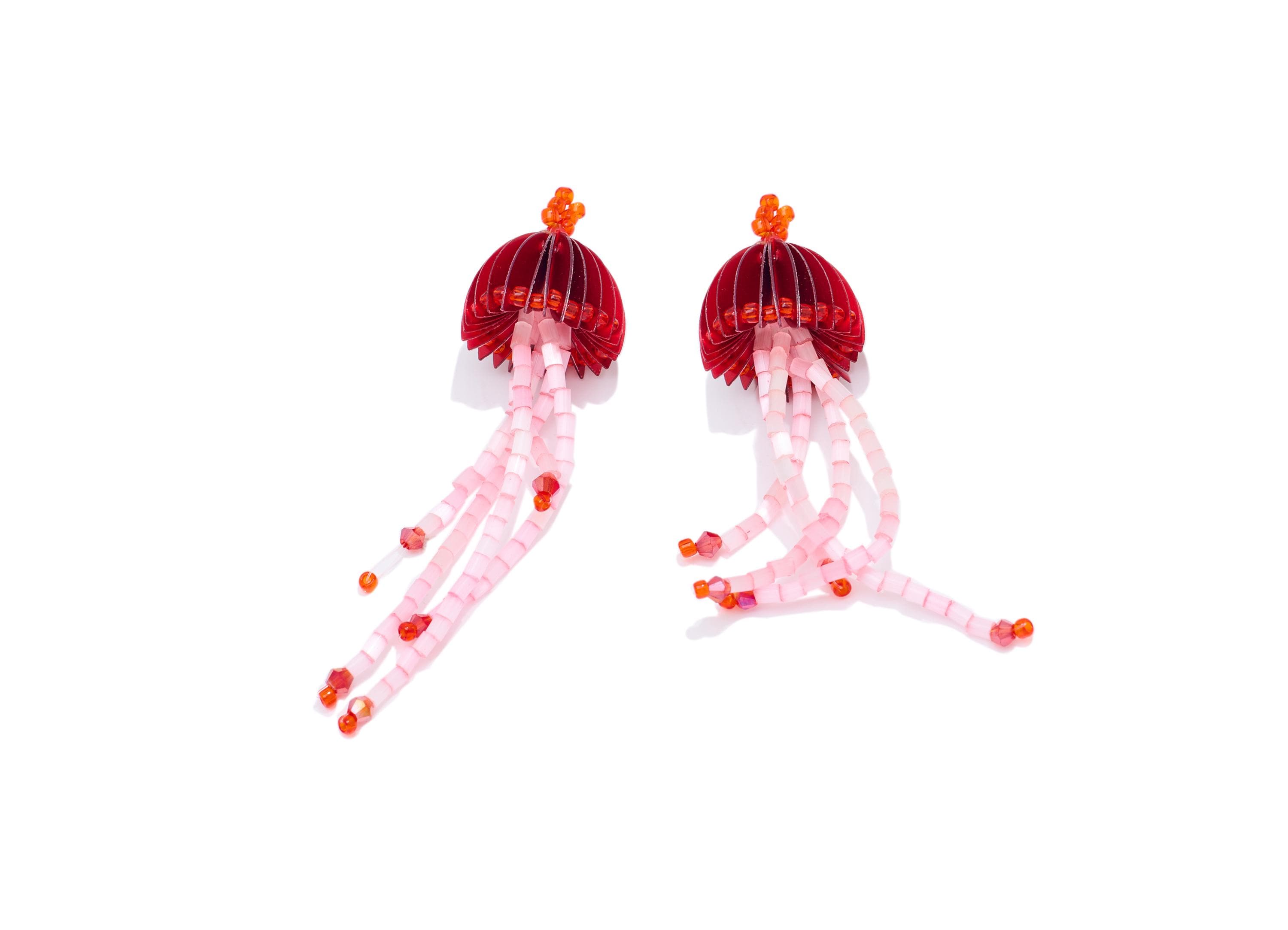 Colorful Jellyfish Earring Charm - Crystal Handcrafted Jellyfish Pendant - Aquatic Dangle Charm - Marine DIY Jewelry - 61x17x17mm - AC2669E - DOMEDBAZAAR