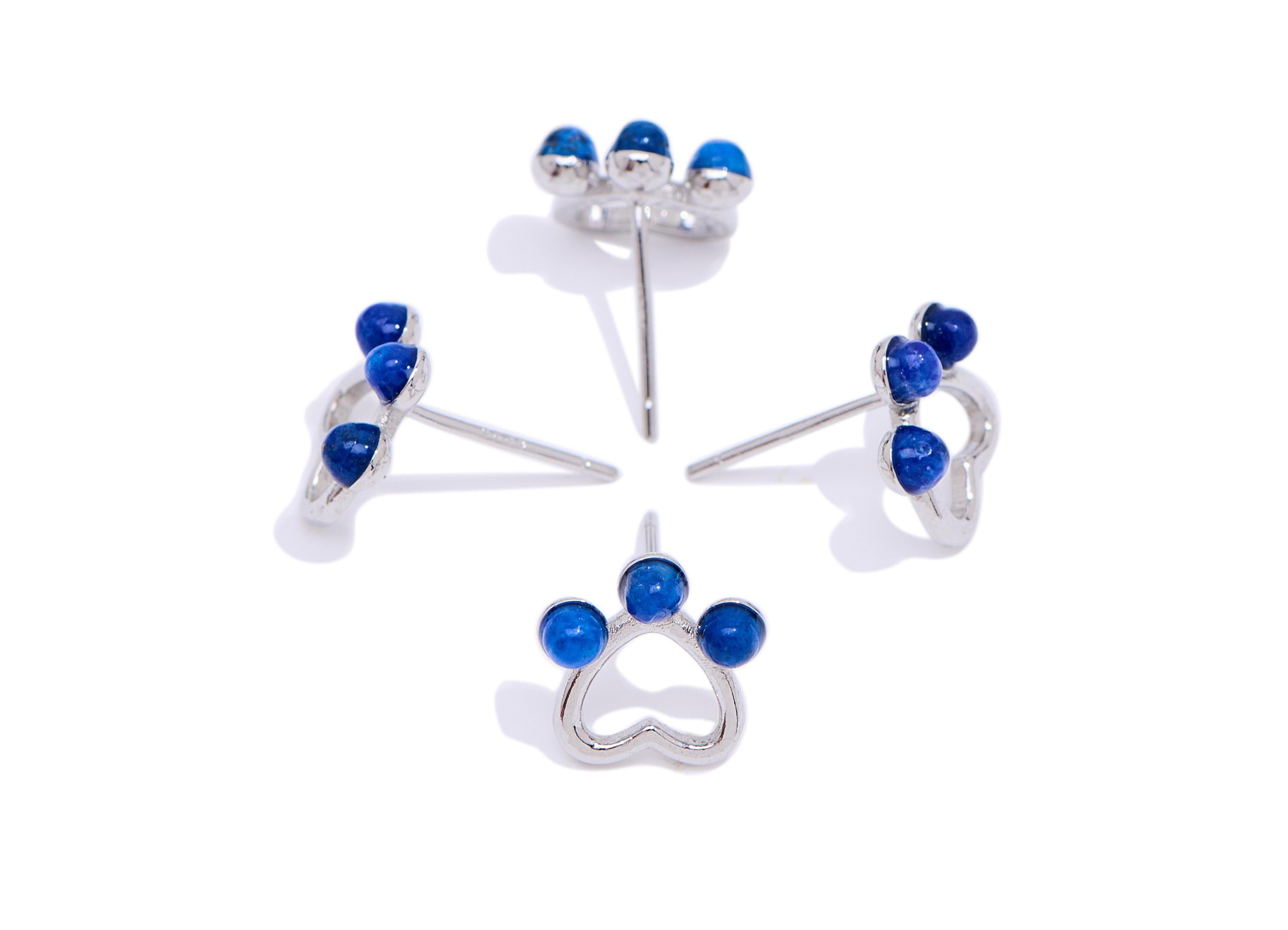 Lapis lazuli Heart Earring Stud - Brass Cute Stone Earring Post - Minimalist Nature Jewelry Making - White K Plated - 10x10x3.24mm - NS2683 - DOMEDBAZAAR