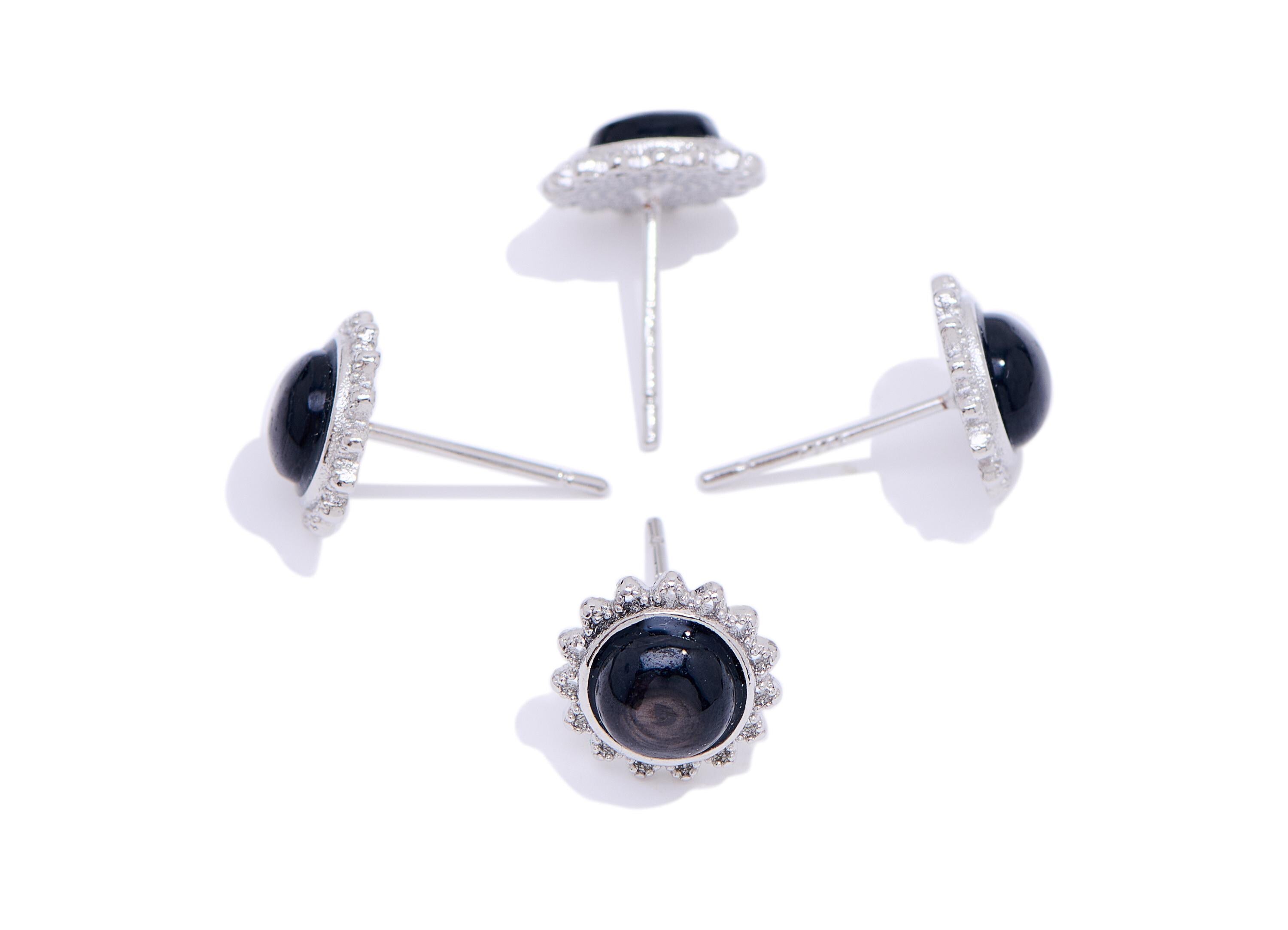 Vintage Looking Earring Stud - Brass Gold luck Stone Sparking Earring Post - Minimalist Jewelry Making - White K Plated - 9x9x4mm - NS2672 - DOMEDBAZAAR