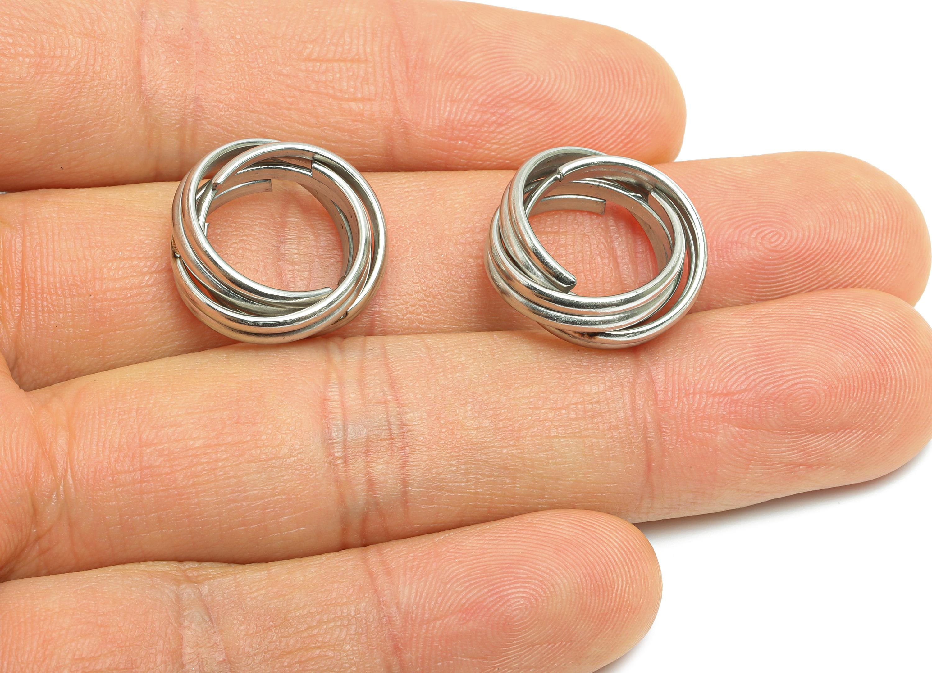 Stainless Steel Circle Charm - Steel Interlocking Charm - Layered Geometric Metal Pendant - Stainless Steel Jewelry - 18x18x7mm - SS2056 - DOMEDBAZAAR