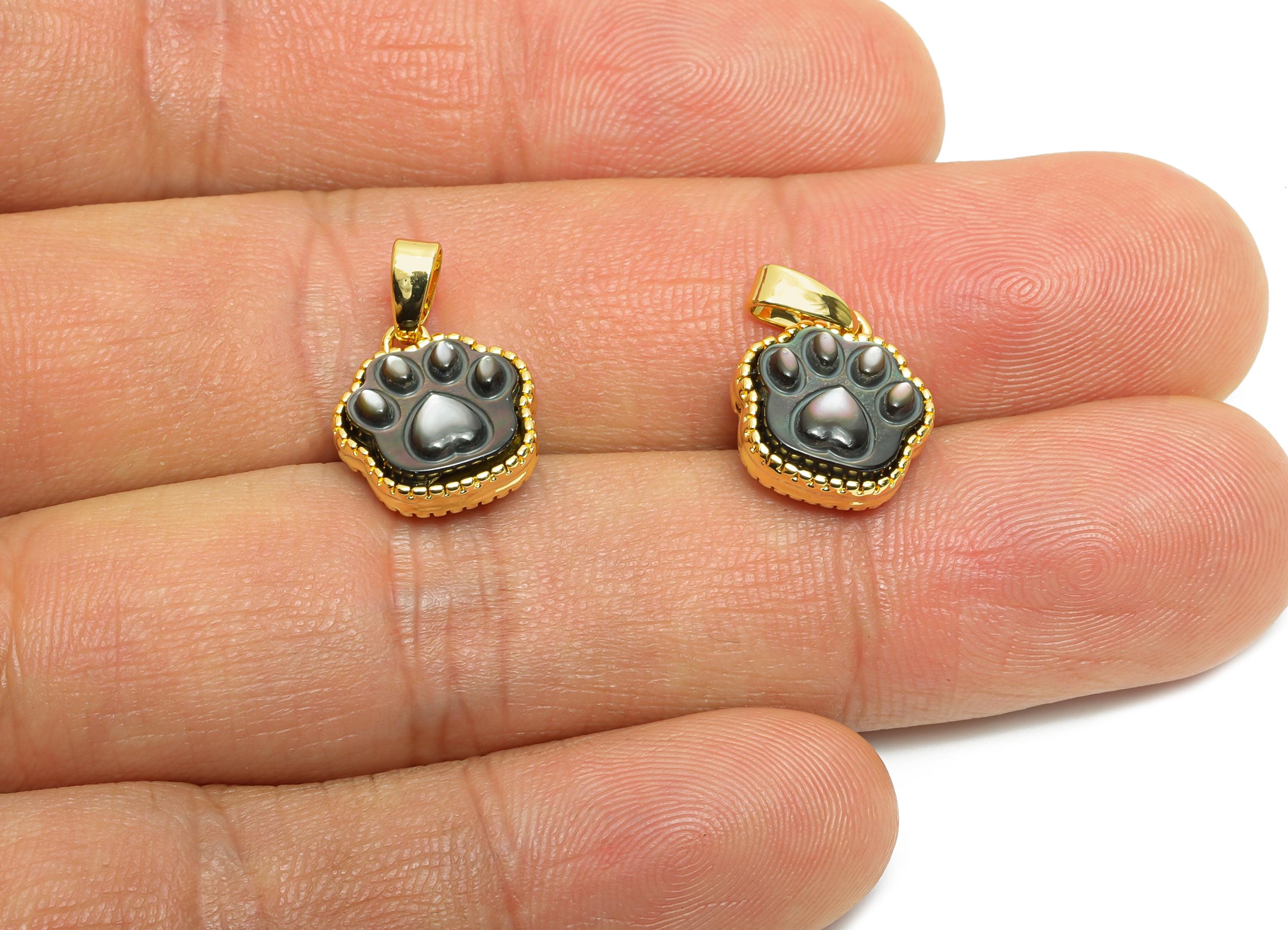 Brass Paw Shell Pendant - Brass Abalone Shell Paw Pendant - Cute Pearl Pendant For Necklace - 18K Real Gold Plated - 13x11.77x5mm - RGP10630 - DOMEDBAZAAR