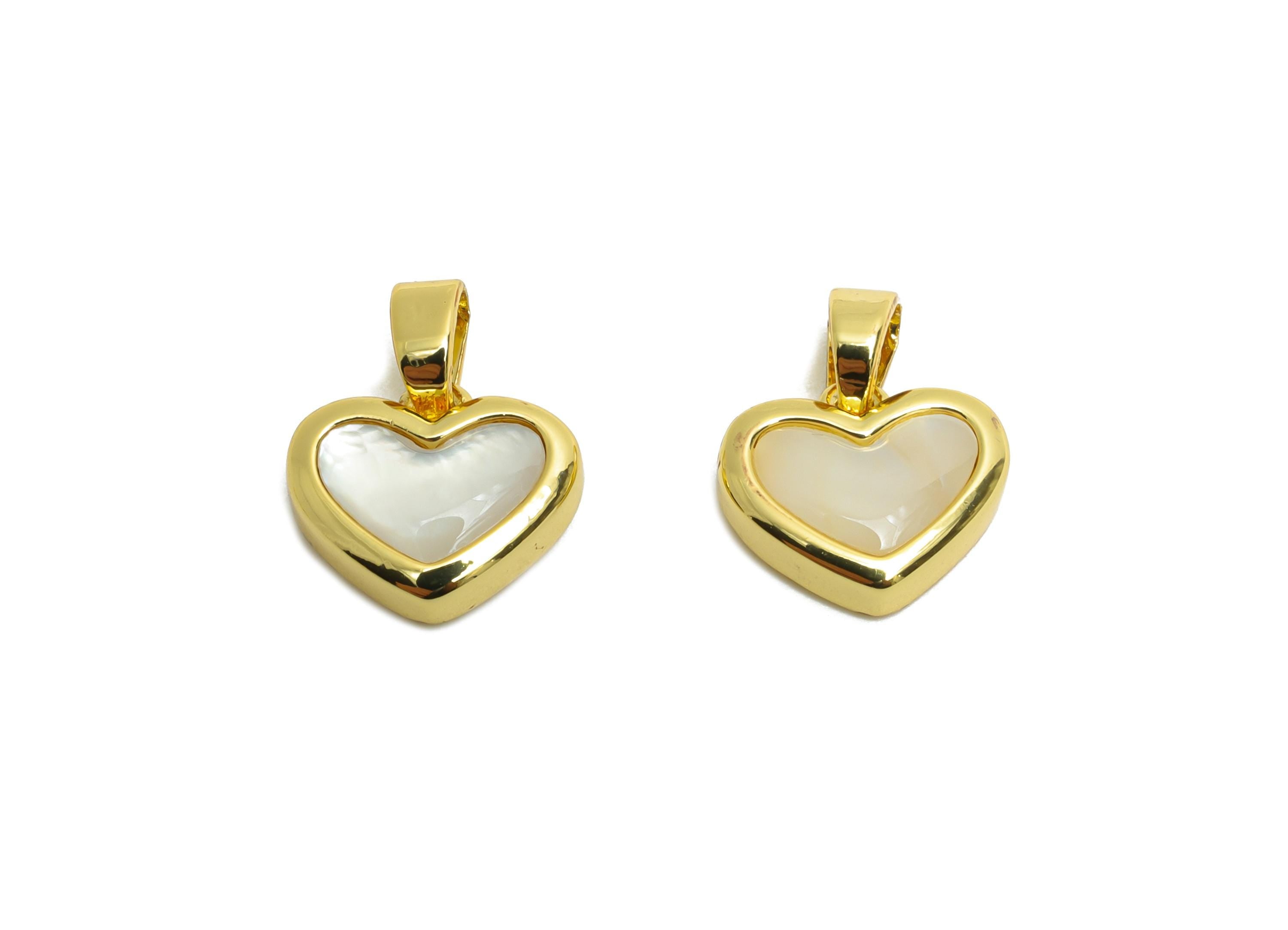 Brass Heart Shell Pendant - Brass Cute Heart Shell Paw Pendant - Cute Pearl Pendant For Necklace - 18K Real Gold Plated - 9x10x3mm -RGP10633 - DOMEDBAZAAR