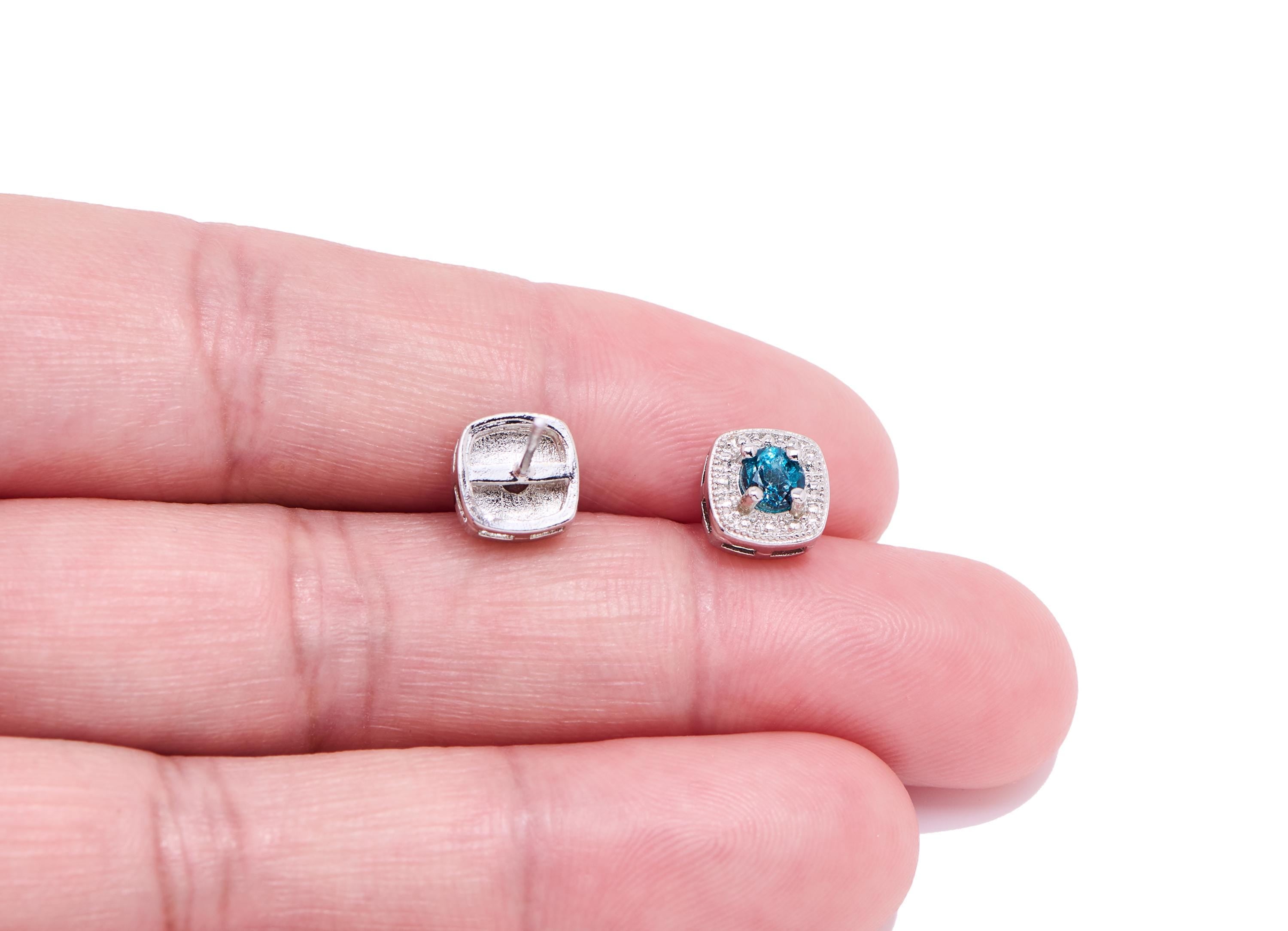 Topaz Brass Square Studs - Textured Faceted Gemstone Posts - Elegant Jewelry Making - Silver Stud - White K Plated - 8.7x7.5x4.7mm - NS2663 - DOMEDBAZAAR