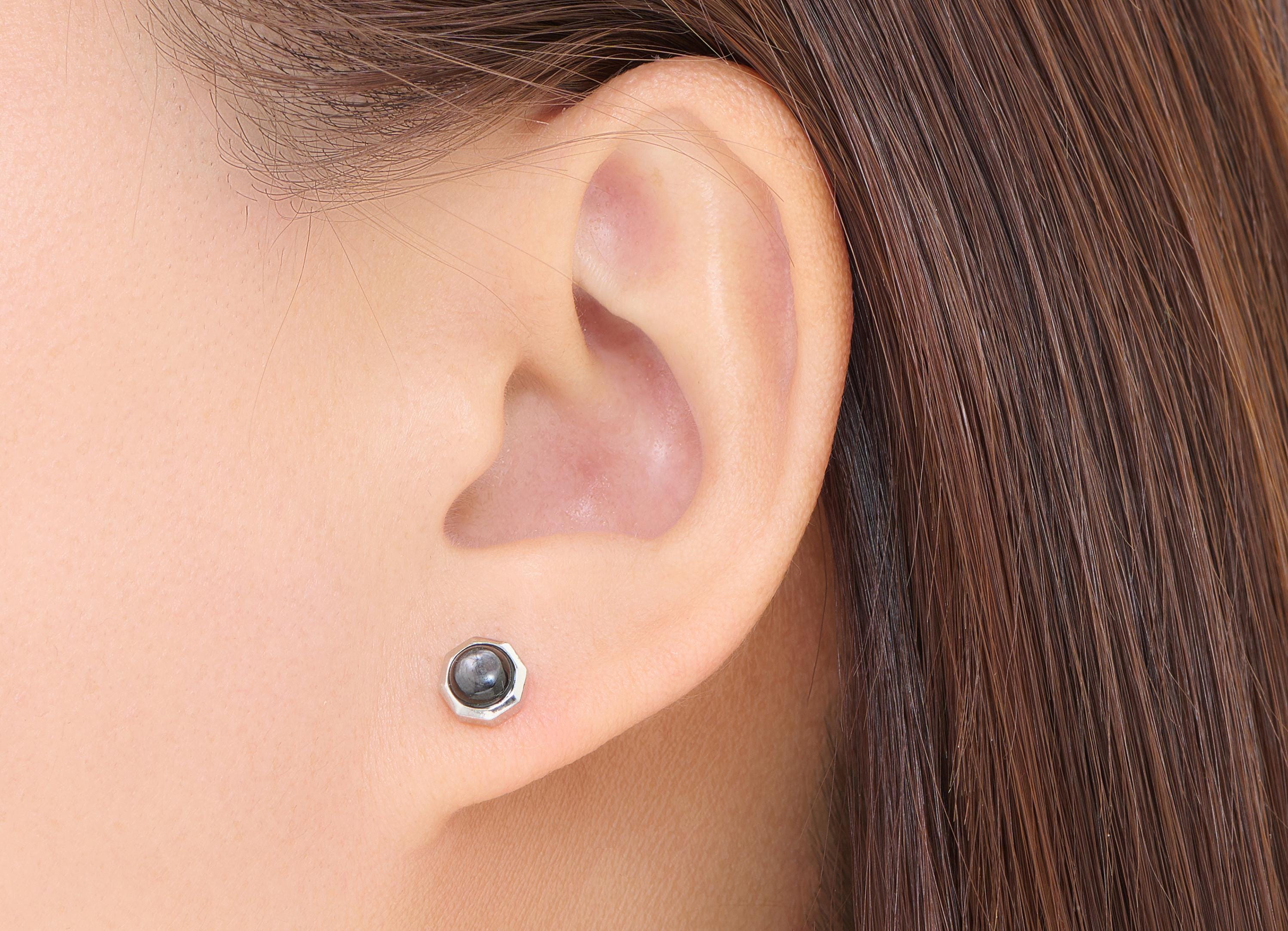 Gold Luck Brass Geometric Stud - Refined Gemstone Earring Post - Minimalist Jewelry Making - Silver Stud - White K Plated - 7x7x4mm - NS2576 - DOMEDBAZAAR