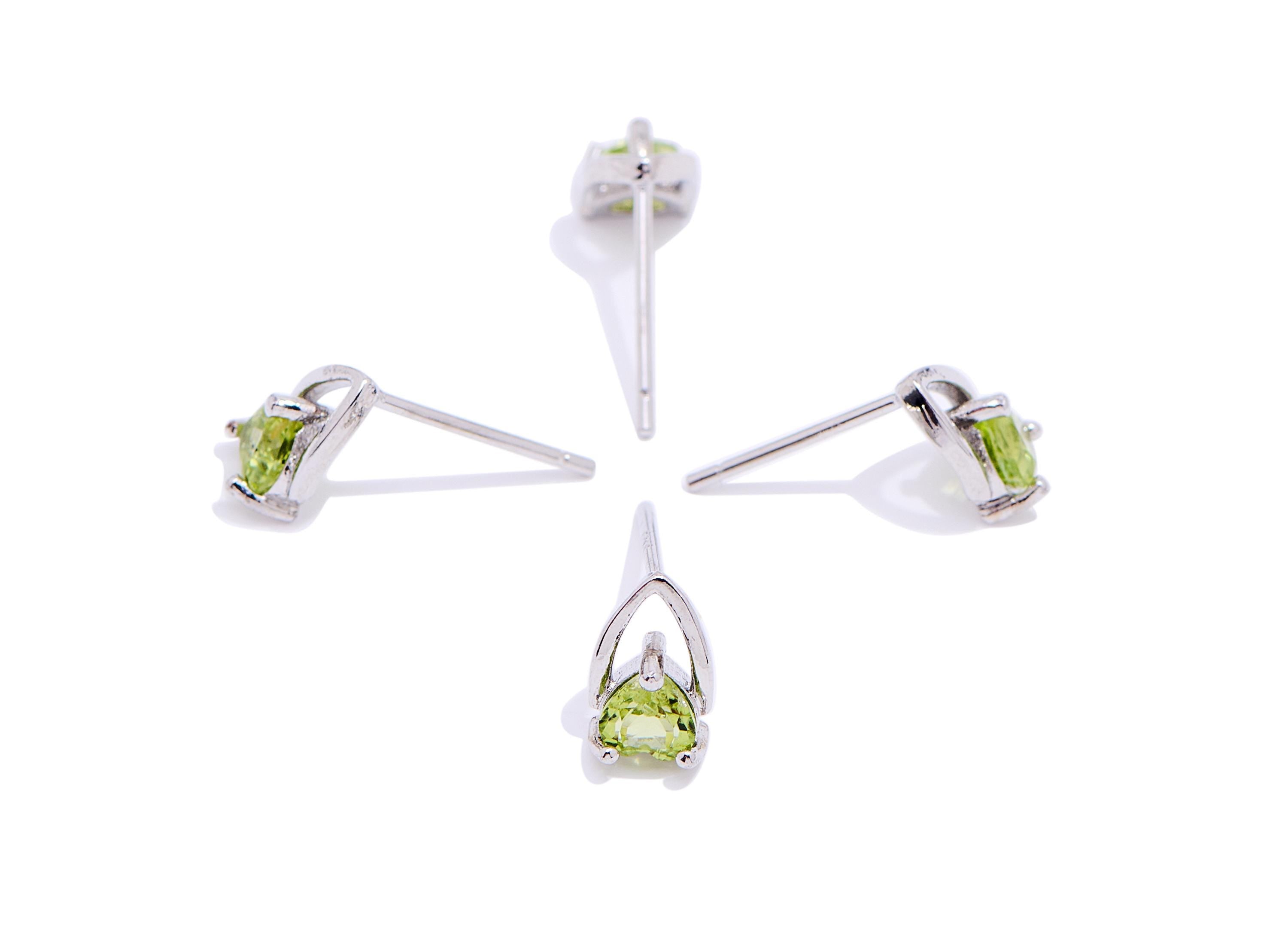 Olivine Brass Teardrop Stud - Refined Heart Gemstone Earring Post - Jewelry Making - Silver Stud - White K Plated - 7.9x5.17x3.25mm -NS2572 - DOMEDBAZAAR