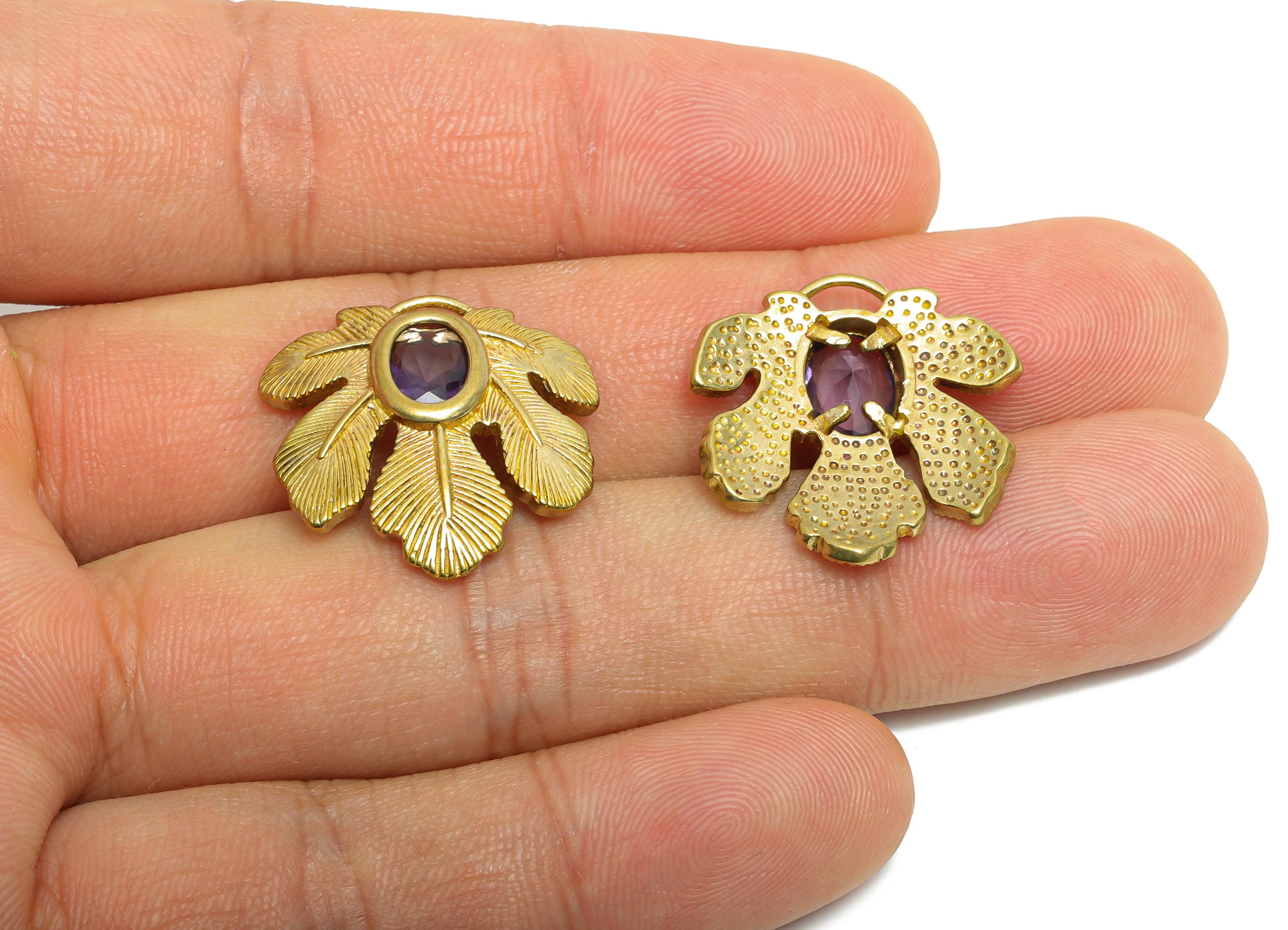 Raw Brass Leaf Charms- Brass Tropical Leaf Charm - Elegant Purple Crystal Botanical Charms - Refined Jewelry Making - 22.3x22.3x4mm -PP11091 - DOMEDBAZAAR