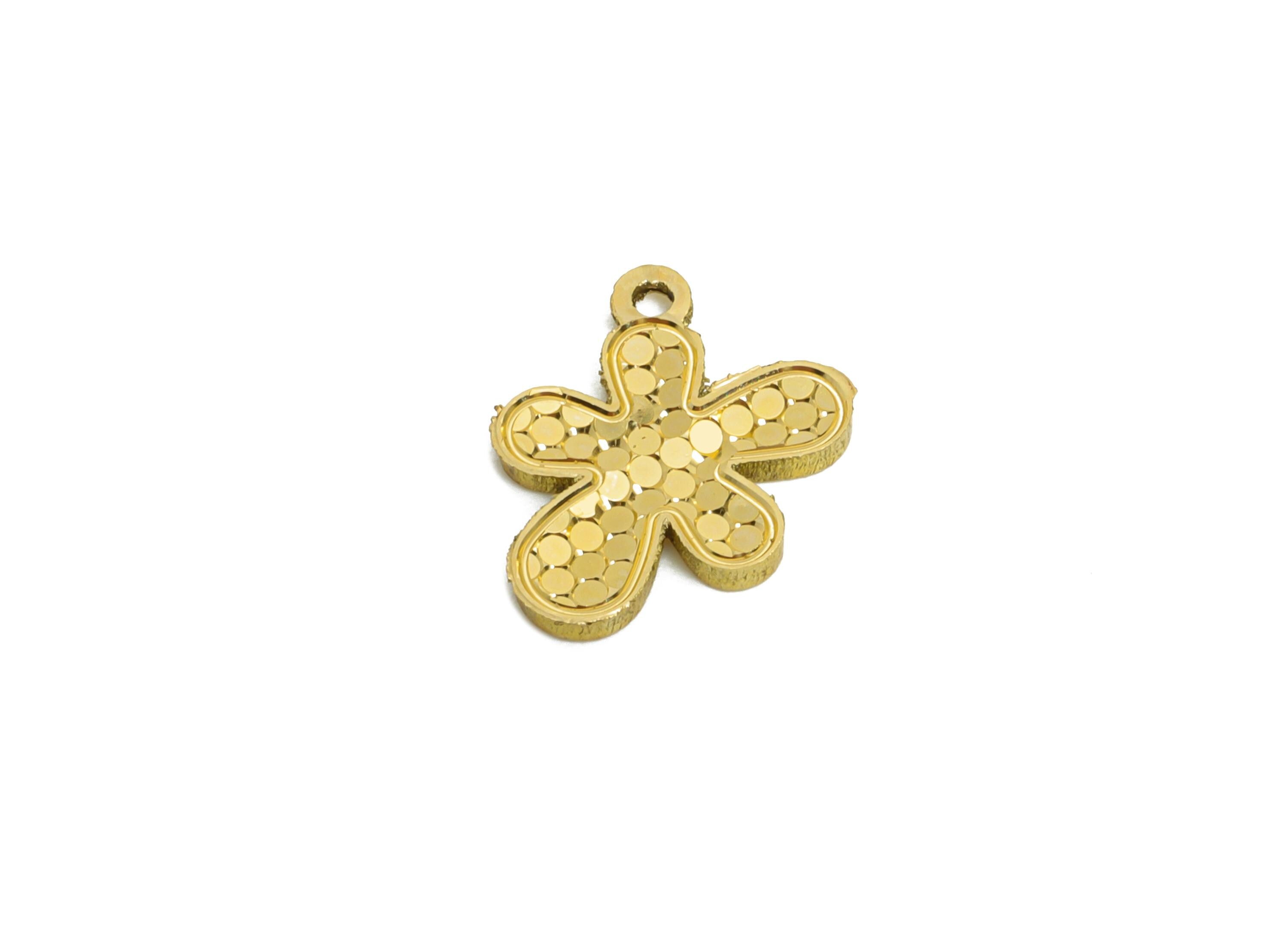 Raw Brass Flower Charms - Textured Flower Bracelet Charms - Elegant Botanical Charms - Refined Jewelry Making - 12.15x9.04x1.2mm - PP11171 - DOMEDBAZAAR