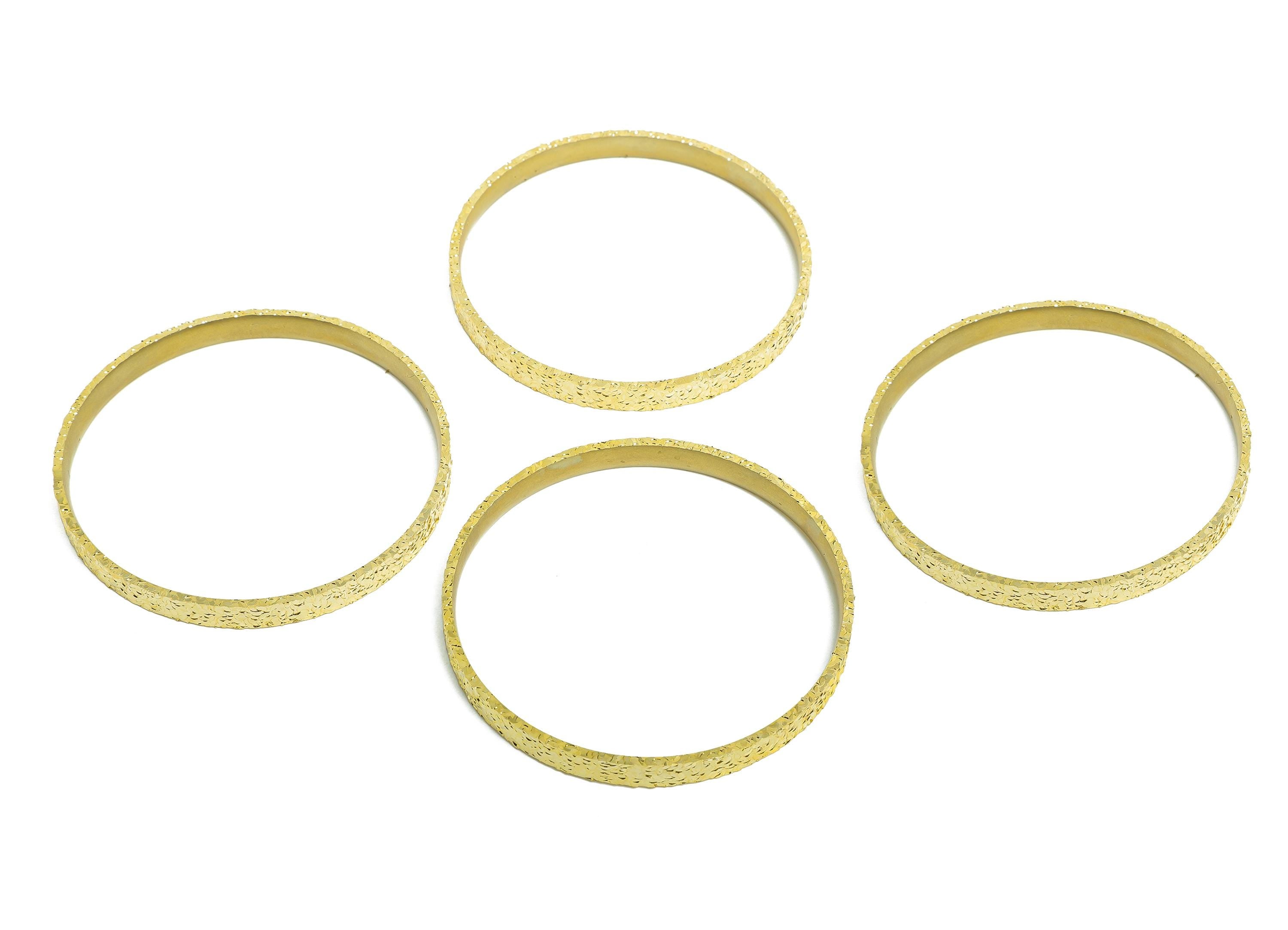 67mm Brass Hoop Bracelet - Raw Brass Textured Wide Bangle - Sparkling Bracelet - Everyday Wear Jewelry - 66.68x66.93x6.08mm - PP11184 - DOMEDBAZAAR