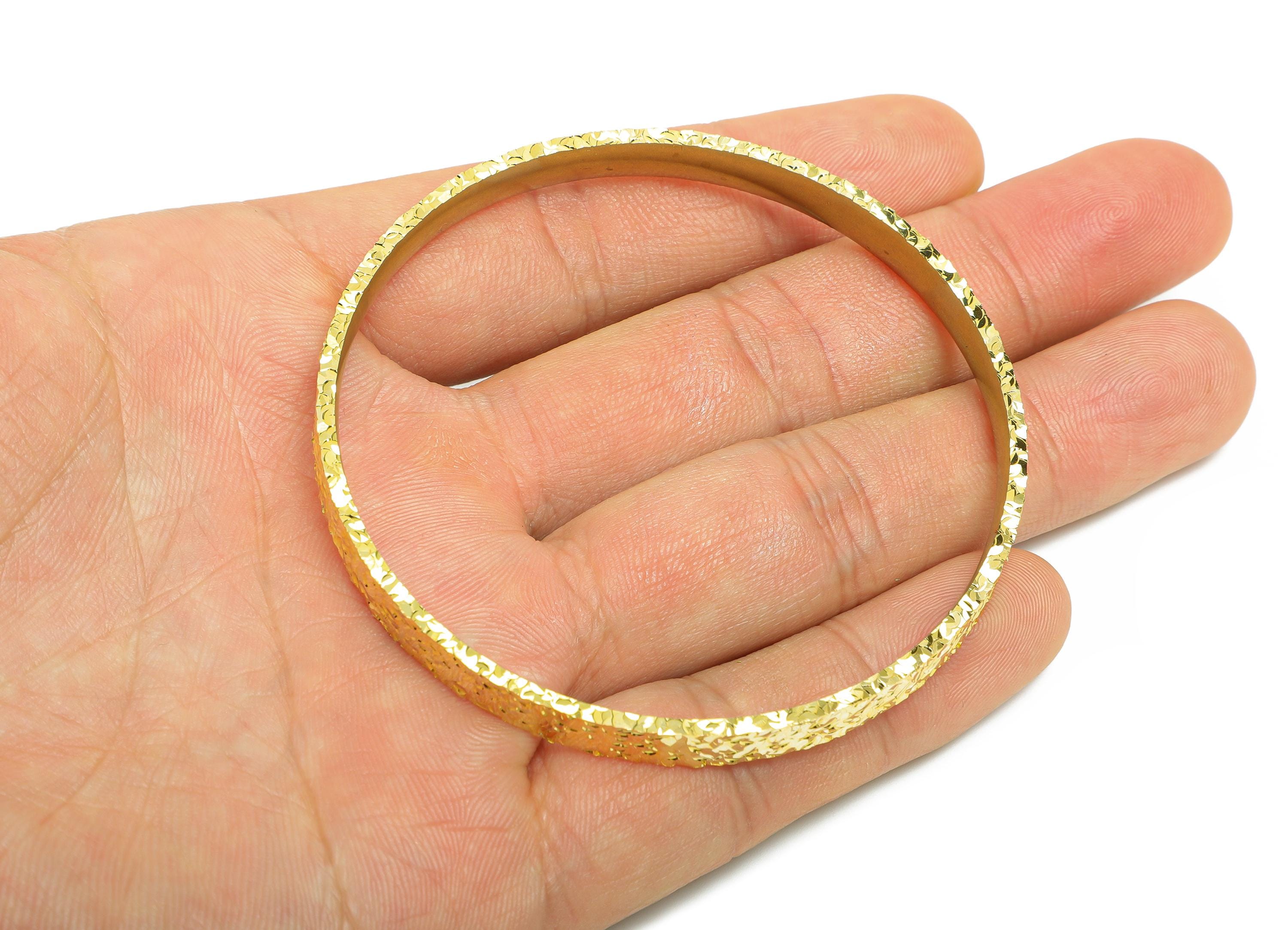 67mm Brass Hoop Bracelet - Raw Brass Textured Wide Bangle - Sparkling Bracelet - Everyday Wear Jewelry - 66.68x66.93x6.08mm - PP11184 - DOMEDBAZAAR