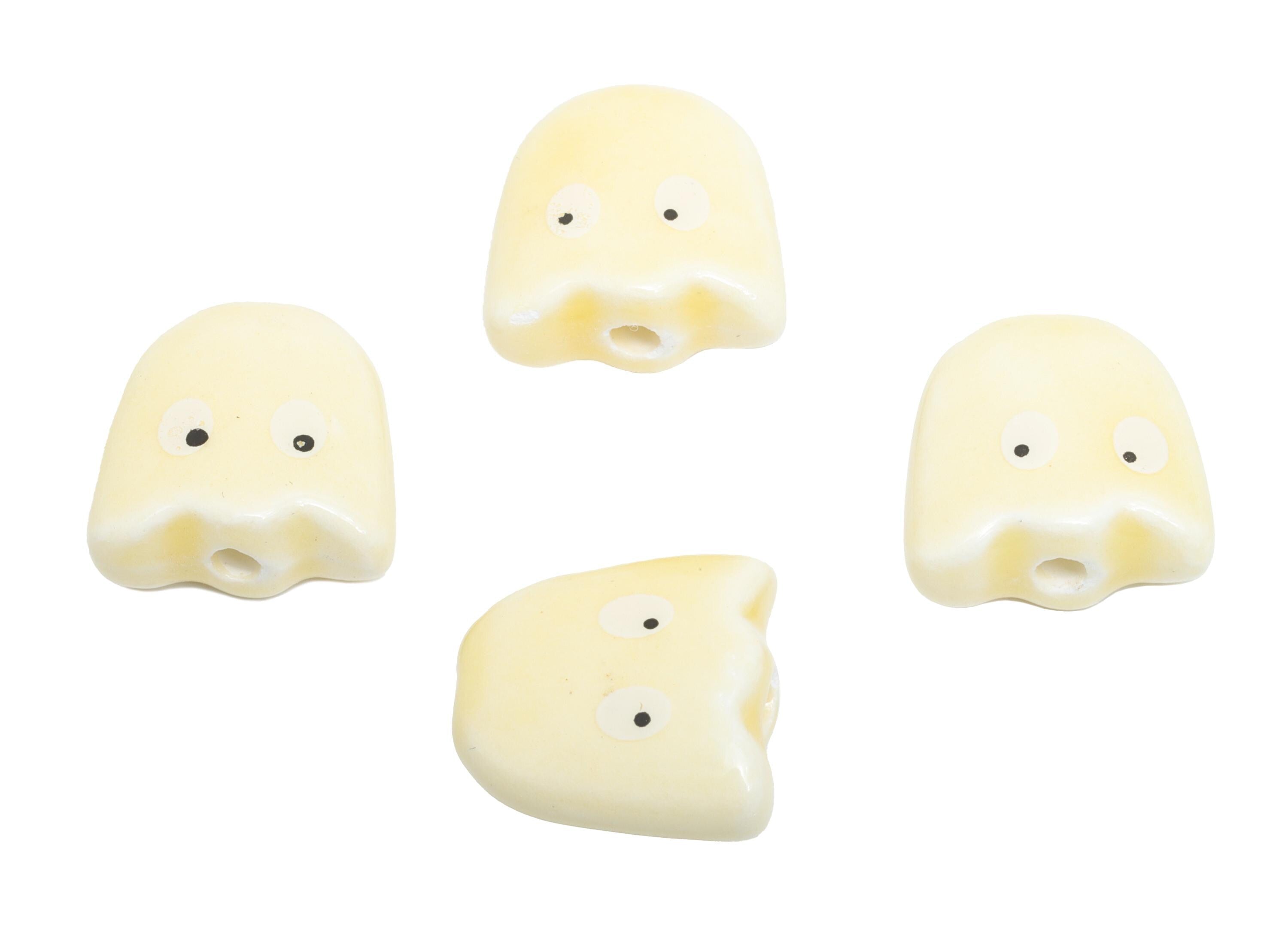 Cute Ghost Ceramic Beads - Colorful Handmade Ghost Bead - Fun Halloween Accessories - Quirky Bead Charms for DIY Jewelry - 15x15x6mm-NS2860B - DOMEDBAZAAR