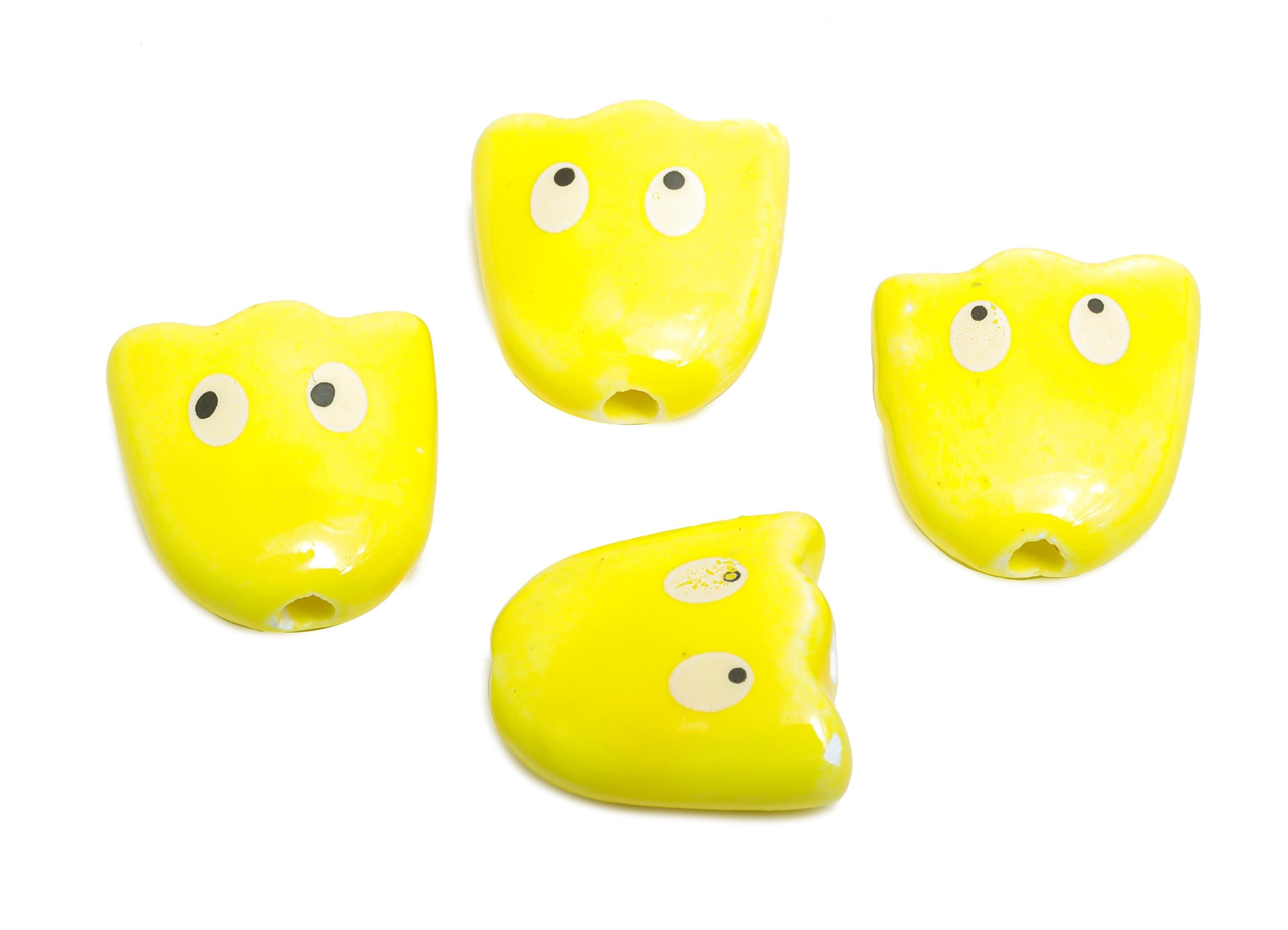 Cute Ghost Ceramic Beads - Colorful Handmade Ghost Bead - Fun Halloween Accessories - Quirky Bead Charms for DIY Jewelry - 15x15x7mm-NS2860F - DOMEDBAZAAR