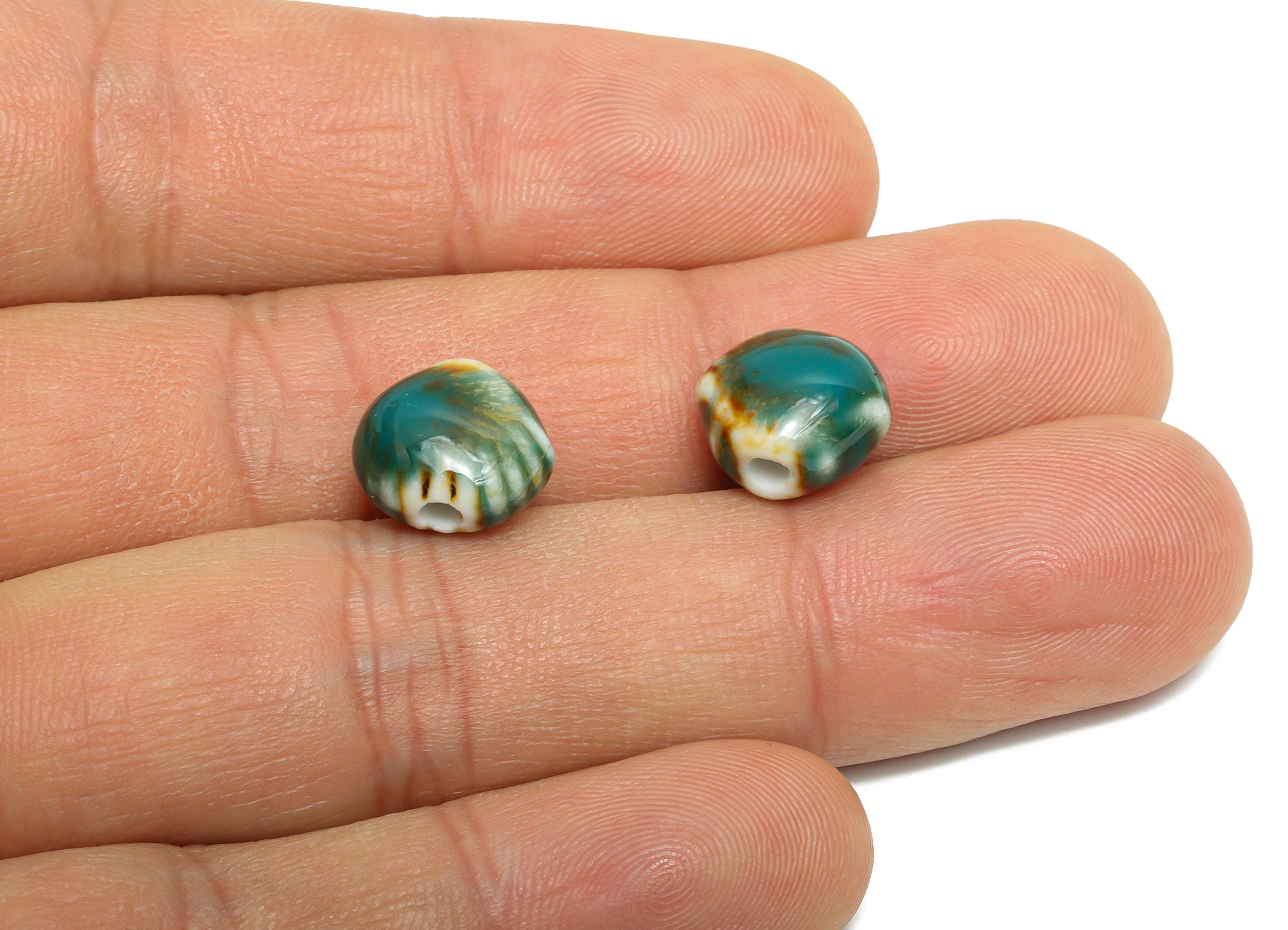 Ceramic Shell Beads - Craft Beads for Necklace or Bracelet - Mini Shell Beads - Boho Beach Bead Making Supplies - 10x11.6x8.05mm - NS2856A - DOMEDBAZAAR