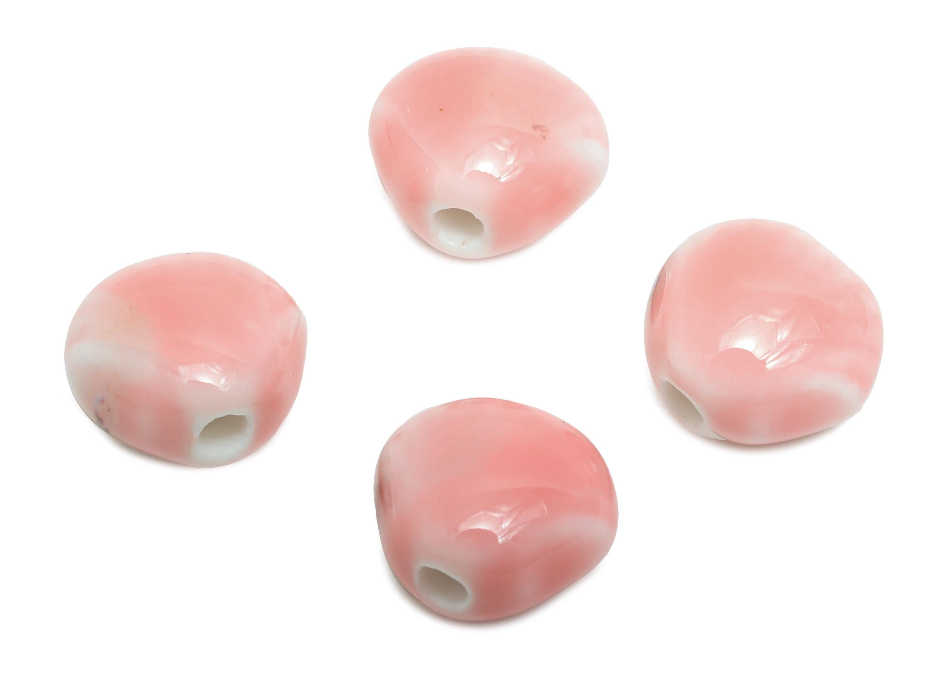 Ceramic Shell Beads - Craft Beads for Necklace or Bracelet - Mini Shell Beads - Boho Beach Bead Making Supplies - 10x11.6x8.05mm - NS2856C - DOMEDBAZAAR