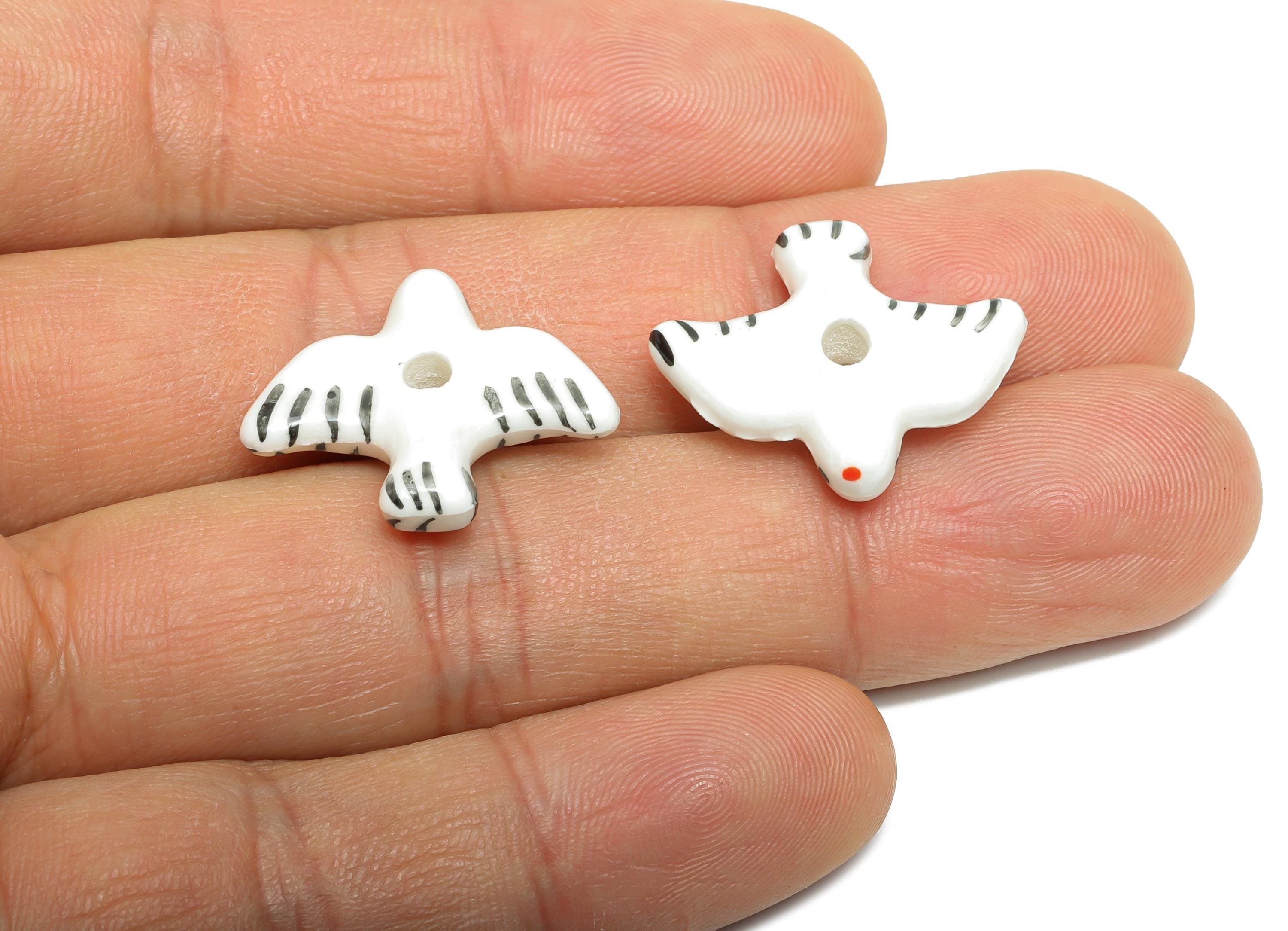 Glazed Ceramic Brid Beads - Craft Beads for Necklace or Bracelet - Carrier Pigeon Beads - Handmade  Making Supplies - 20x23x6.05mm - NS2834 - DOMEDBAZAAR
