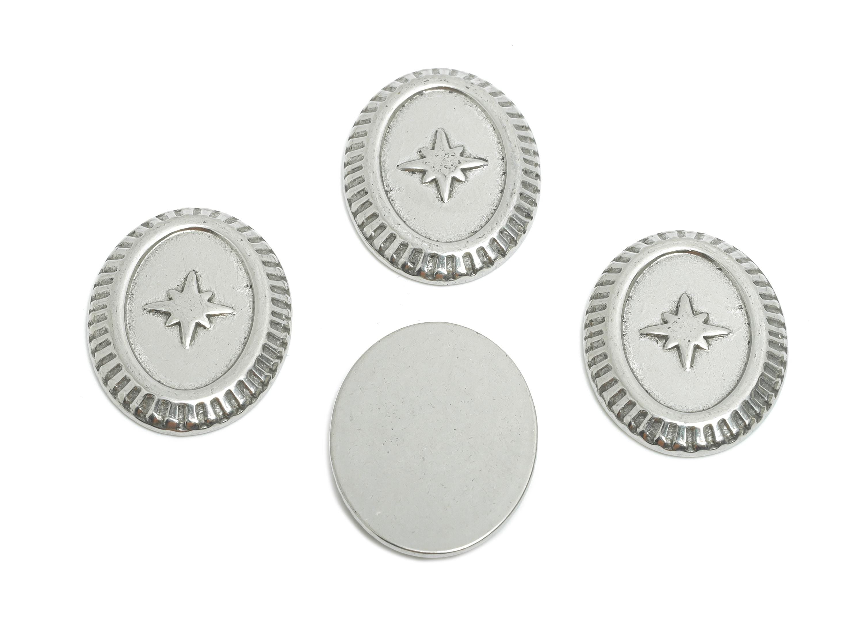 Stainless Steel Star Charm - Shiny Vintage Looking North Star Charm - Oval Crafting Charm - Stainless Steel Jewelry - 20x15x2mm - SS2016 - DOMEDBAZAAR