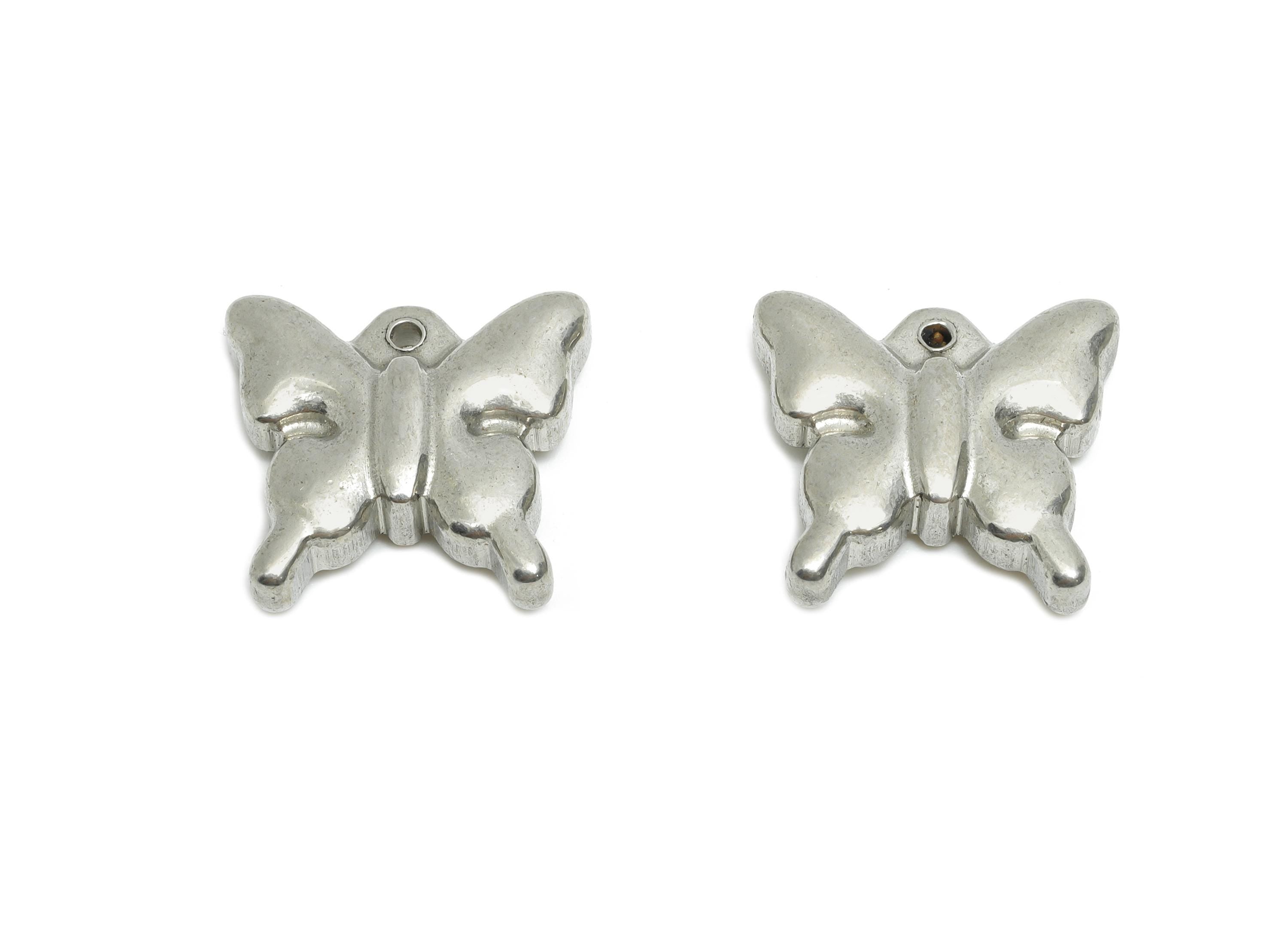 Stainless Steel Butterfly Charm - Elegant Steel Butterfly Pendant - Butterfly Insect Design - Dainty Steel Jewelry - 15x15.87x3.8mm - SS2037 - DOMEDBAZAAR