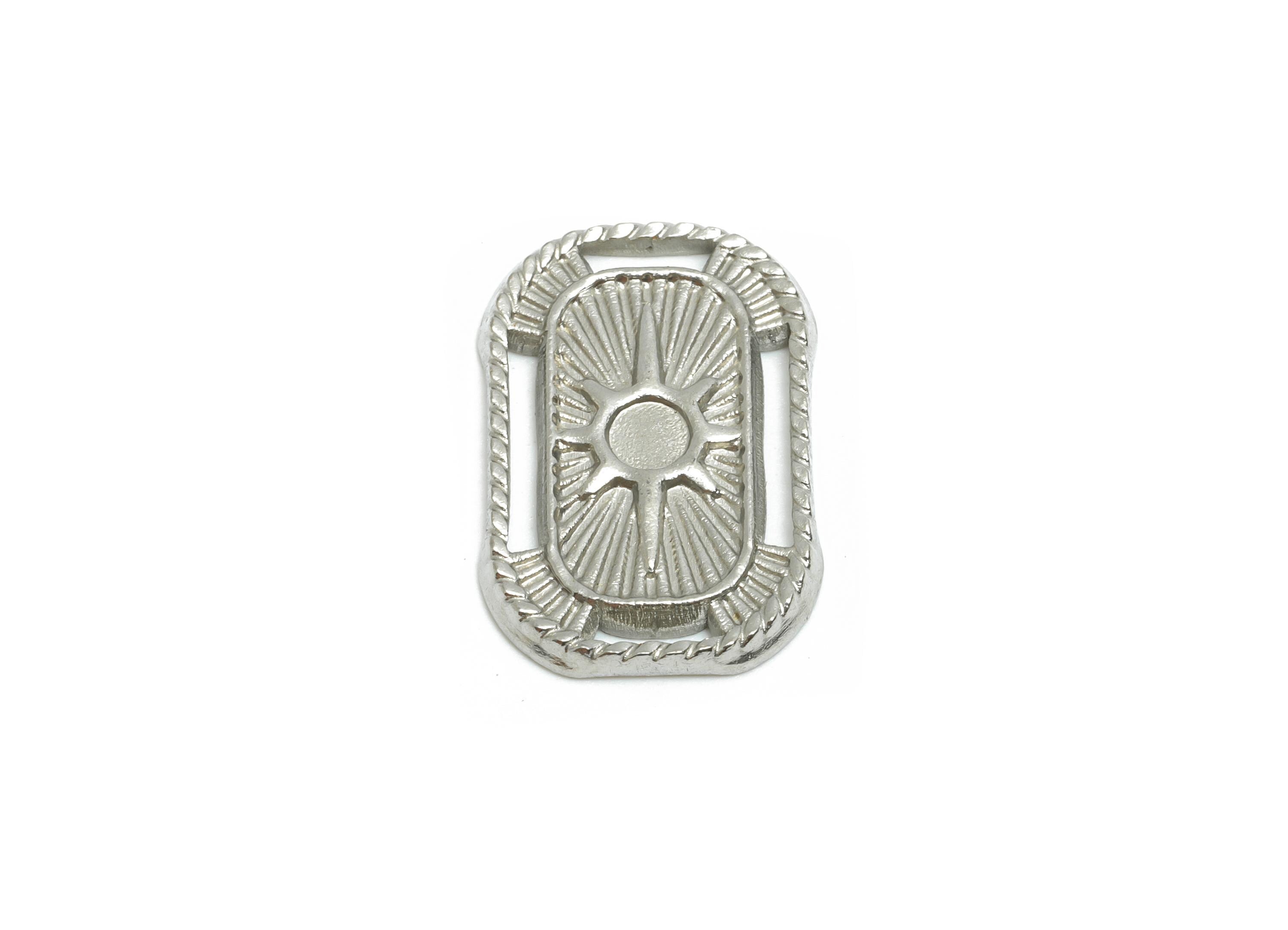 Stainless Steel Sunburst Charm - Rectangular Western Sunburst Charm - Steel Geometric Sunray Charm - Steel Jewelry - 19x12x2mm - SS2030 - DOMEDBAZAAR