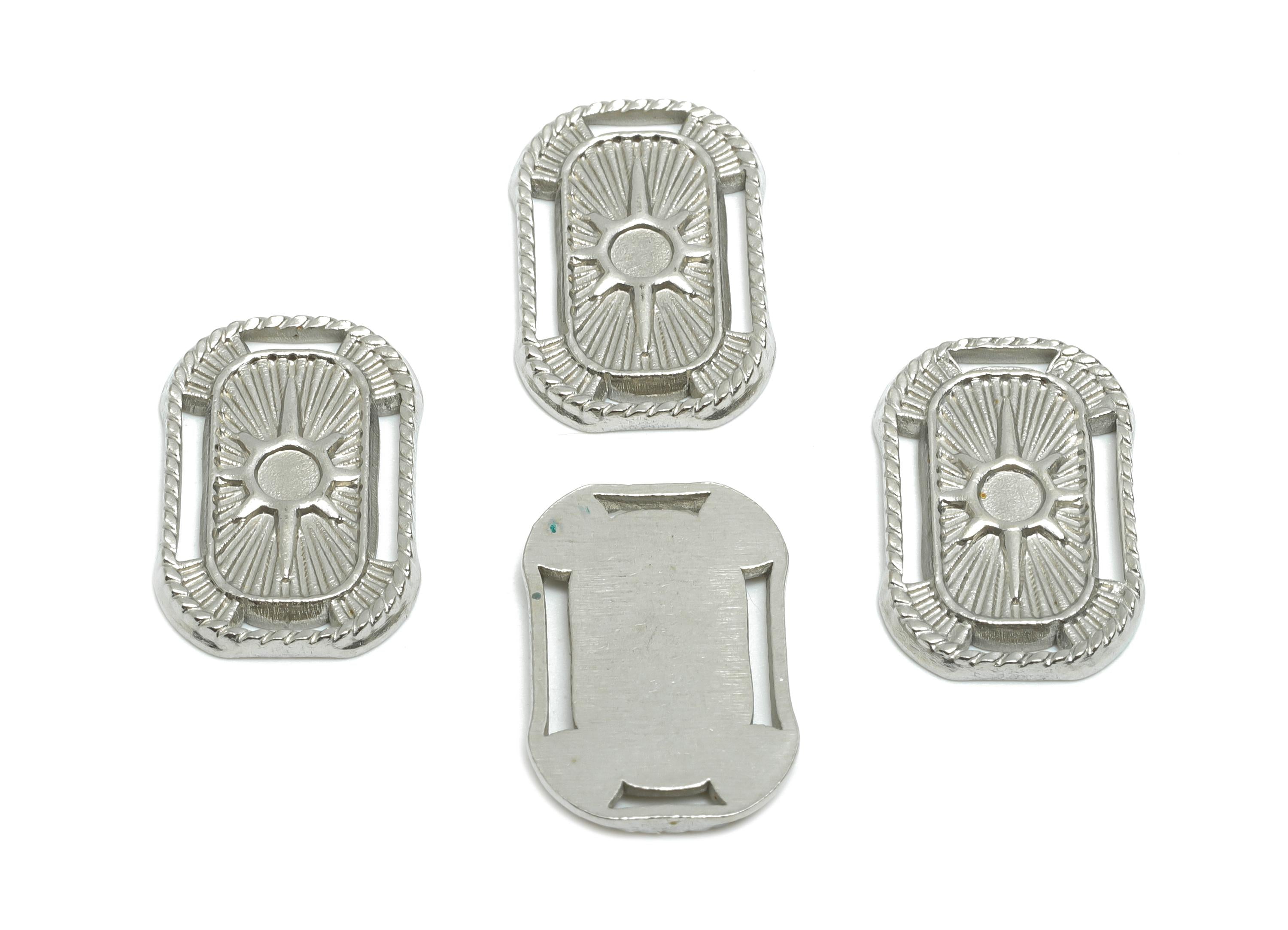 Stainless Steel Sunburst Charm - Rectangular Western Sunburst Charm - Steel Geometric Sunray Charm - Steel Jewelry - 19x12x2mm - SS2030 - DOMEDBAZAAR