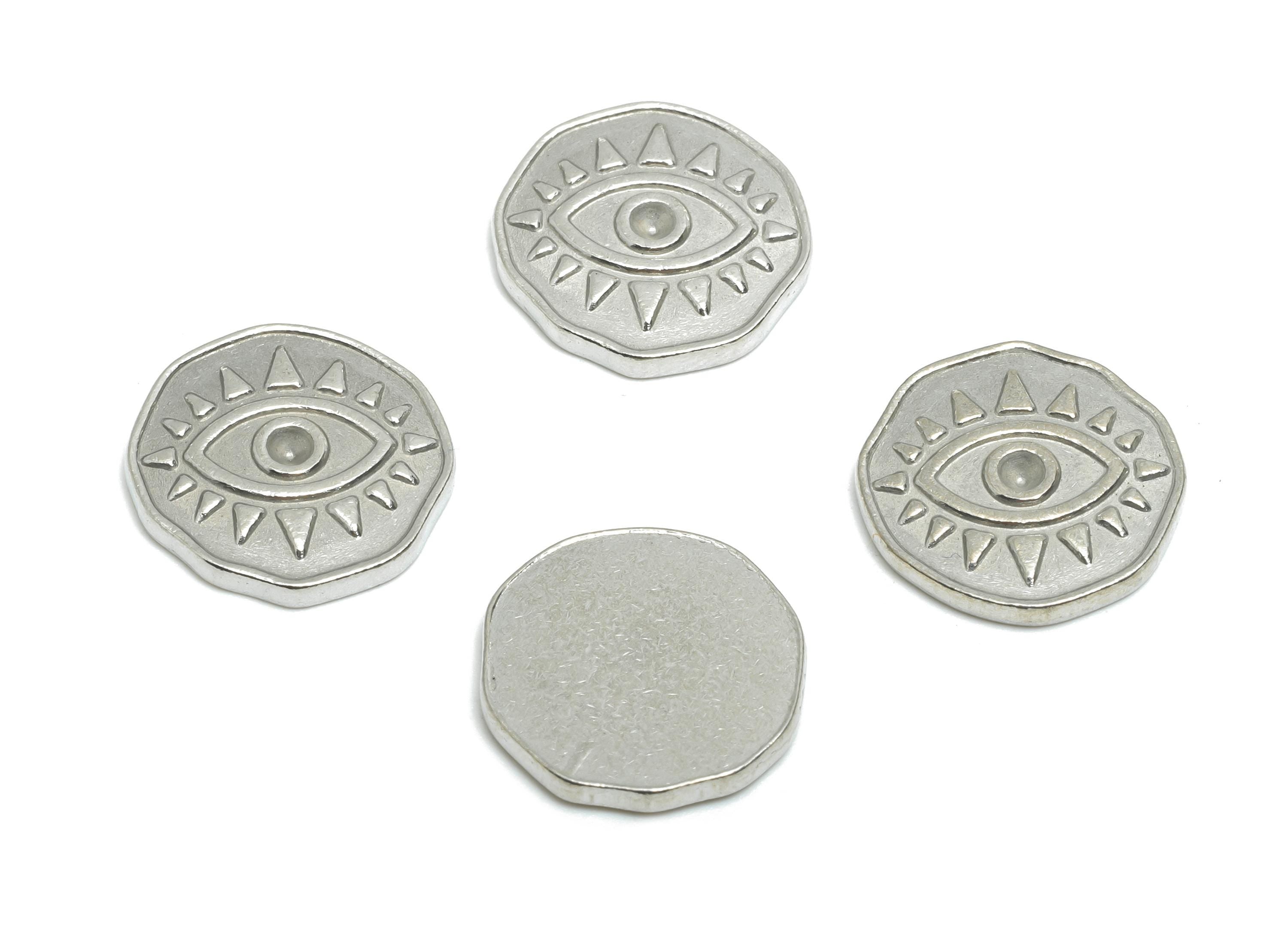 Stainless Steel Eye Charm - Steel Geometry All-Seeing Eye Charm - Minimalist Protective Eye Charm - Steel Jewelry - 15x14x2.17mm - SS2022 - DOMEDBAZAAR