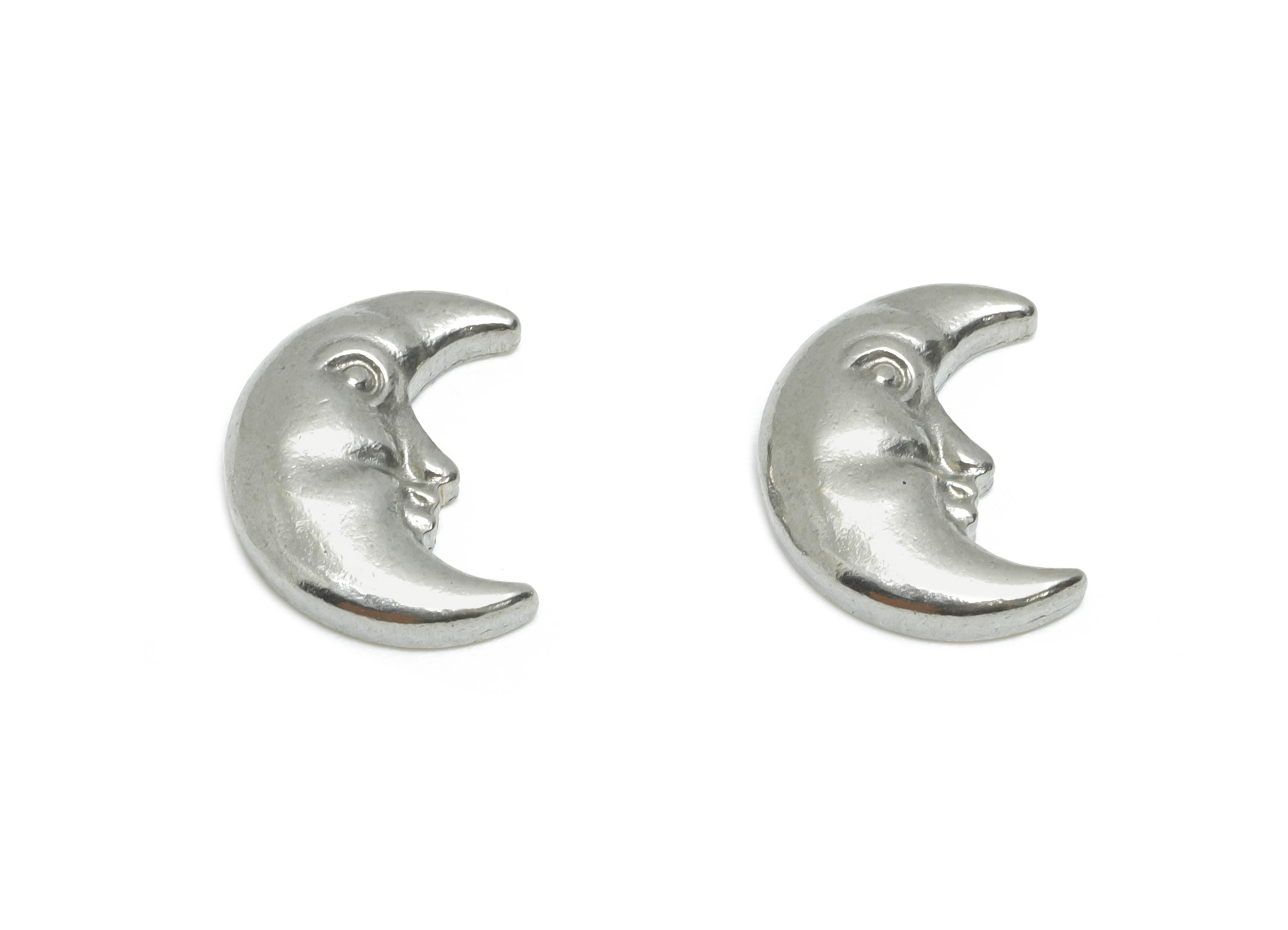 Stainless Steel Moon Face Charm - Steel Crescent Moon Charm  - Minimalist Celestial Moon Charm - Steel Jewelry Charm - 10x8x2.42mm - SS2013 - DOMEDBAZAAR