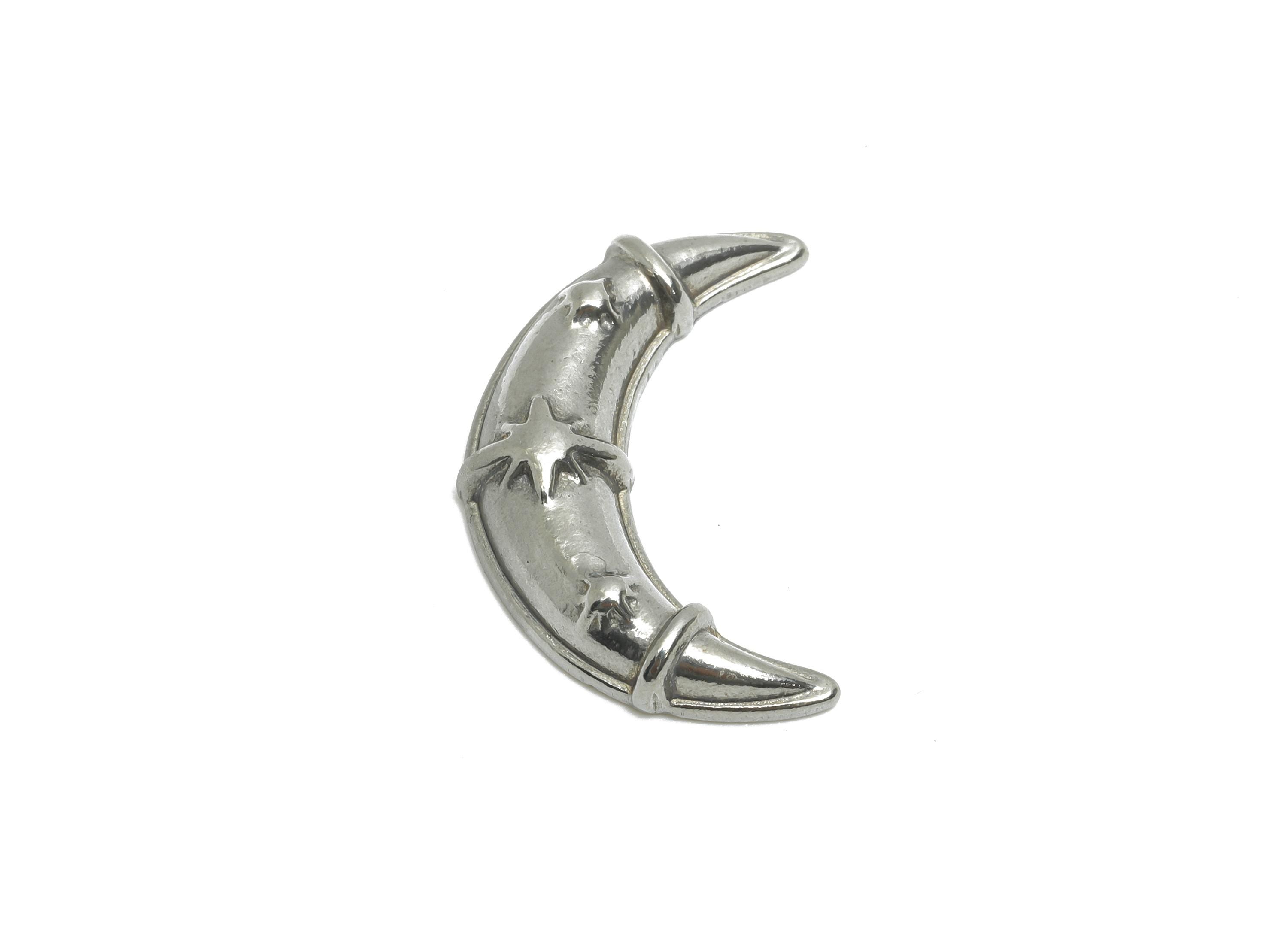 Stainless Steel Crescent Charm - Steel Star and Moon Ornament - Minimalist Celestial Moon Charm - Steel Jewelry Charm - 21x12x4mm - SS2081 - DOMEDBAZAAR