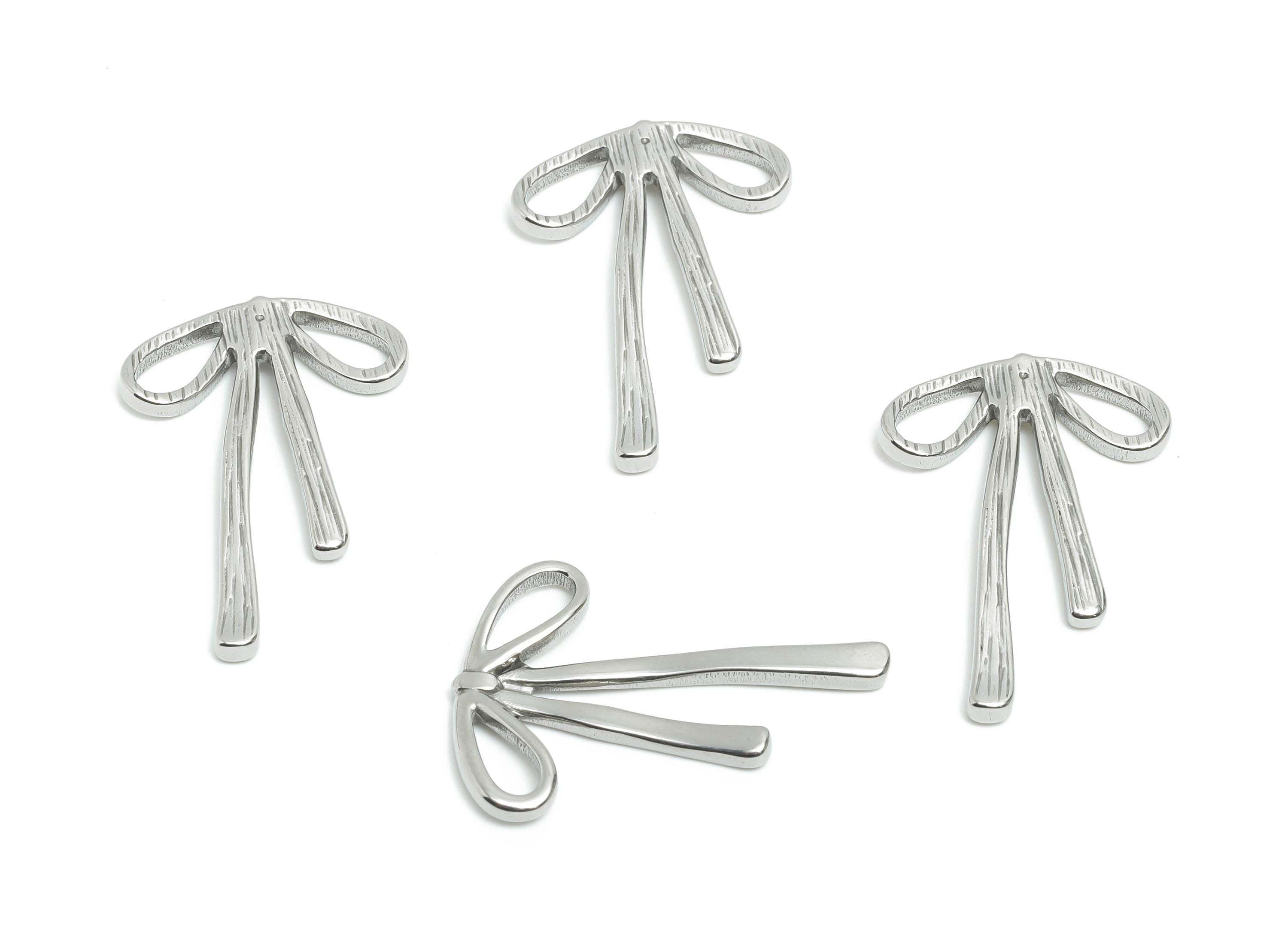 Stainless Steel Ribbon Bow Charm - Steel Craft Bow Decoration Charms  -Metallic Bow Craft Supplies - Steel Jewelry - 29x20x2.31mm - SS2015 - DOMEDBAZAAR