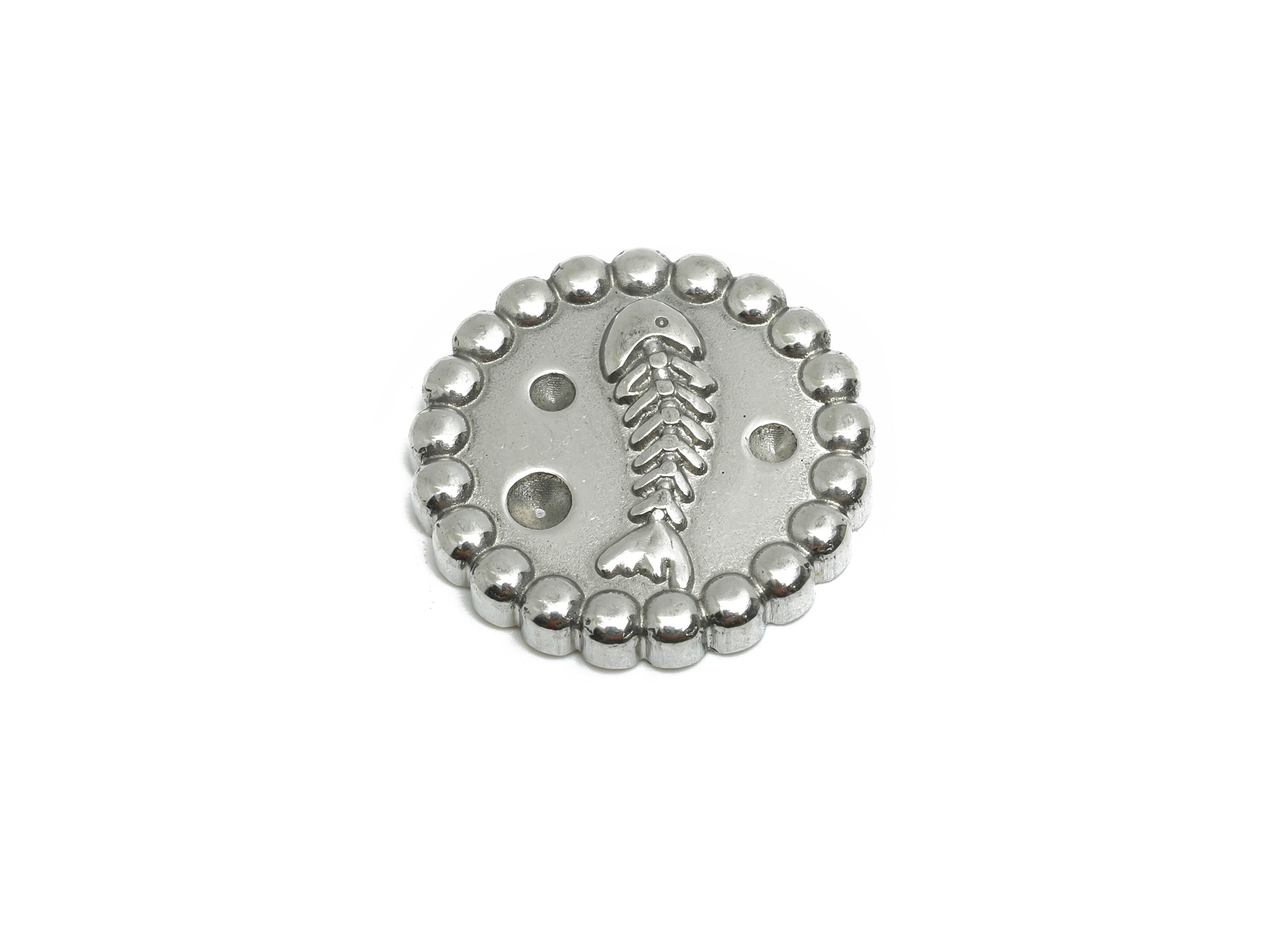 Stainless Steel Fish Skeleton Charm - Steel Marine Life Metal Decor Charms - Marine Craft Charm - Steel Jewelry - 18x18x2.8mm - SS1987 - DOMEDBAZAAR