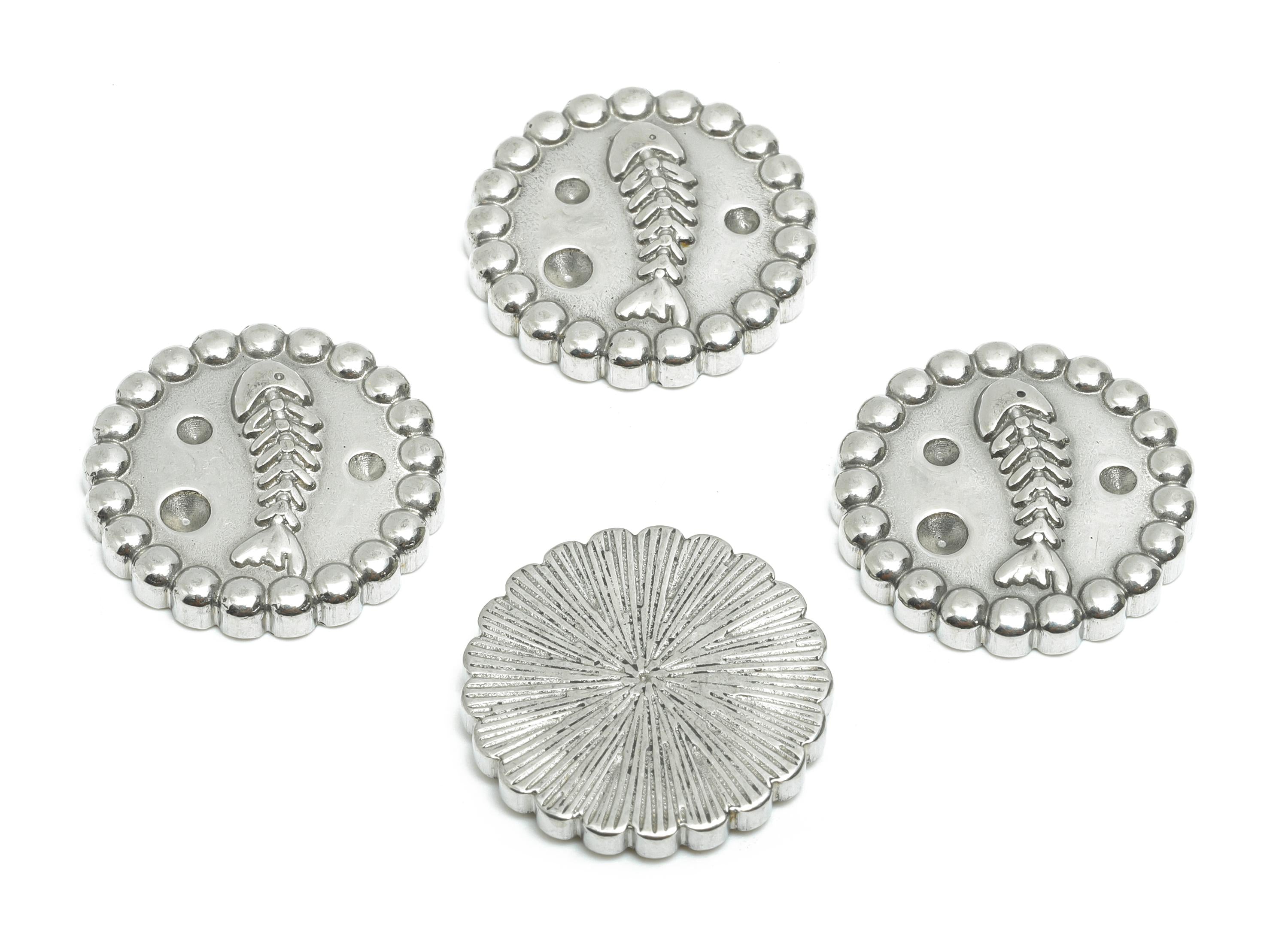 Stainless Steel Fish Skeleton Charm - Steel Marine Life Metal Decor Charms - Marine Craft Charm - Steel Jewelry - 18x18x2.8mm - SS1987 - DOMEDBAZAAR