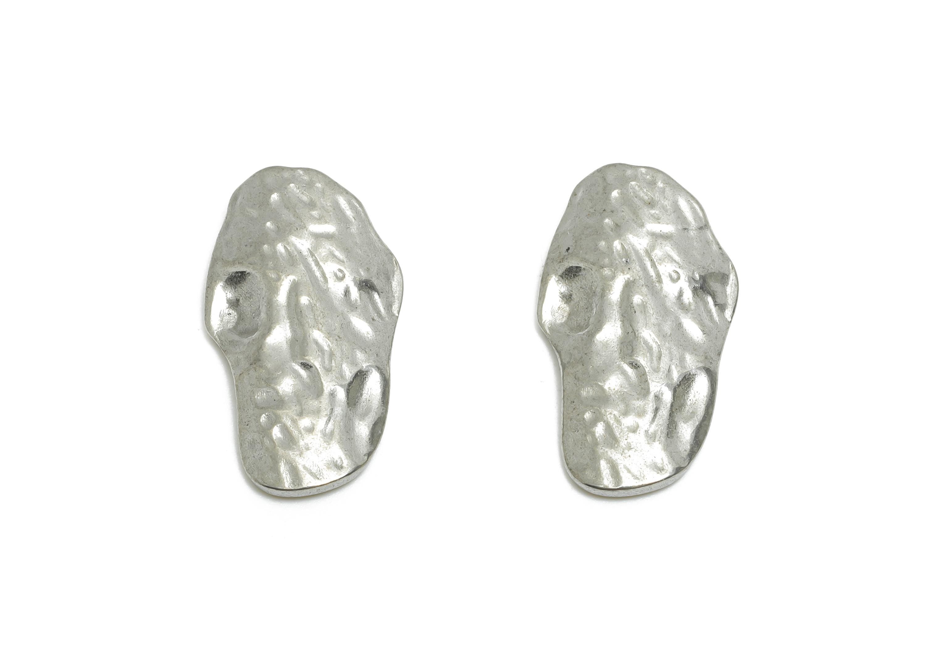 Steel Abstract Charm - Irregular Textured Steel Metallic Charm - Hammered Minimalist Ornament - Artistic Jewelry - 20.3x11.37x1.7mm - SS2019 - DOMEDBAZAAR