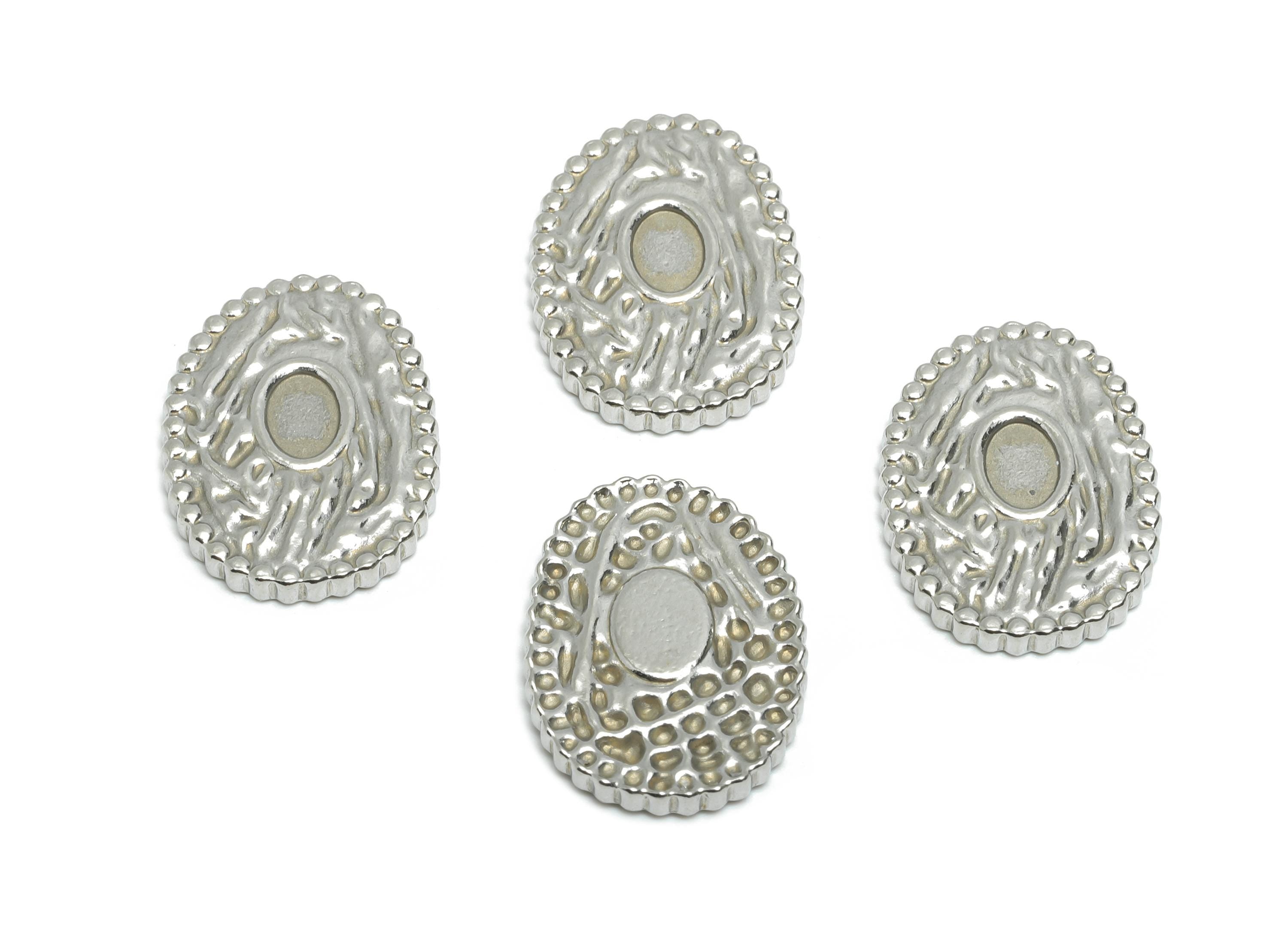 Stainless Steel Abstract Oval Charm - Hammered Steel Hand Charms - Unique Textured Metal Charm - Steel Jewelry Making - 20.7x15x2mm - SS2043 - DOMEDBAZAAR