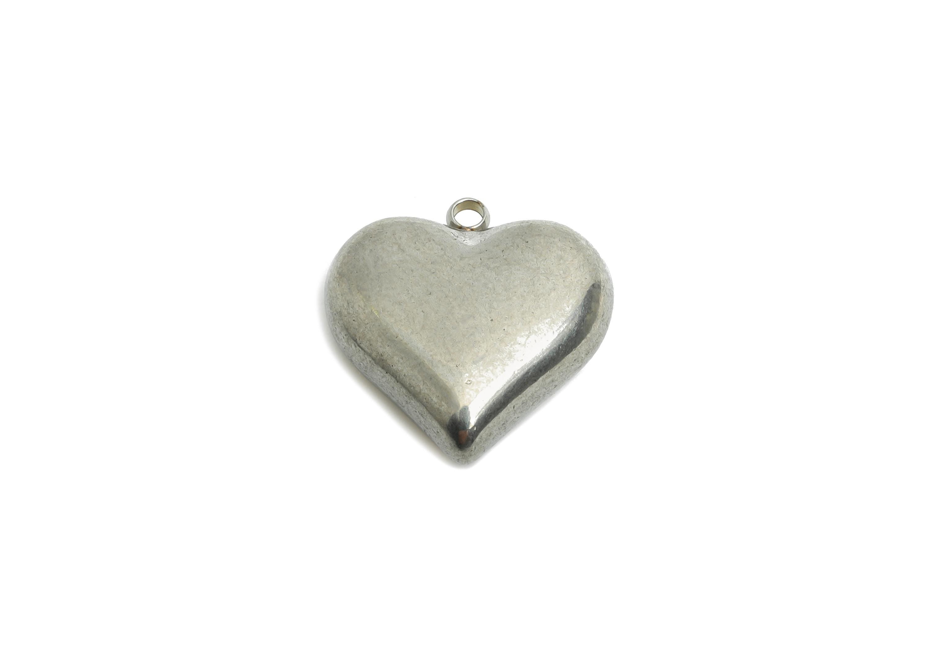 Steel Heart Charms - Smooth Steel Heart Charm - Romantic Metallic Love Charm - Minimalist Heart Jewelry Accent - 16.6x16.09x5.77mm - SS1686 - DOMEDBAZAAR