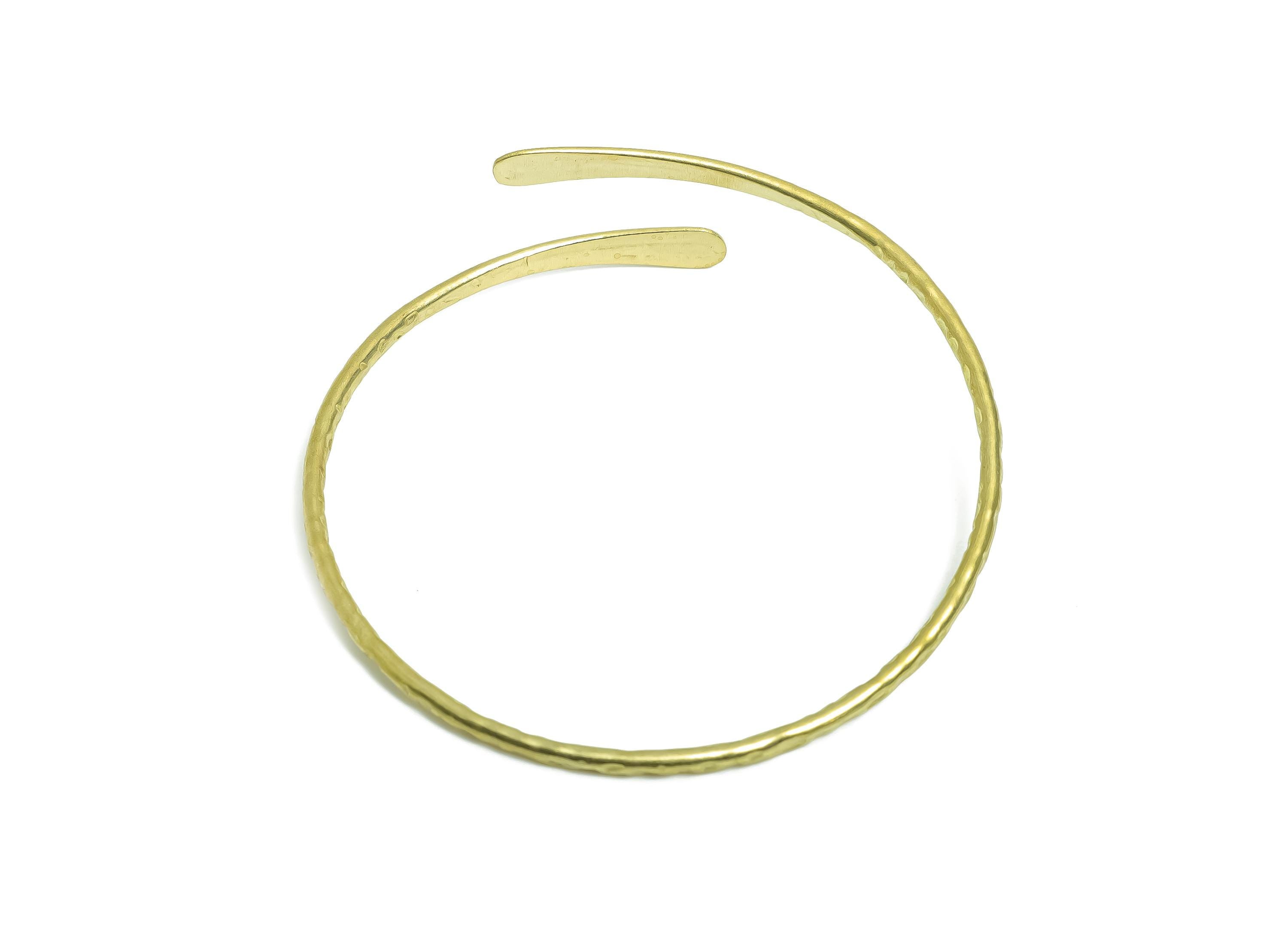 2.6mm Brass Hammered Bracelet - Raw Brass Adjustable Chic Bracelet - Textured Open Wire Bangle - Handmade Jewelry - 66.56x68x2.6mm - PP11135 - DOMEDBAZAAR
