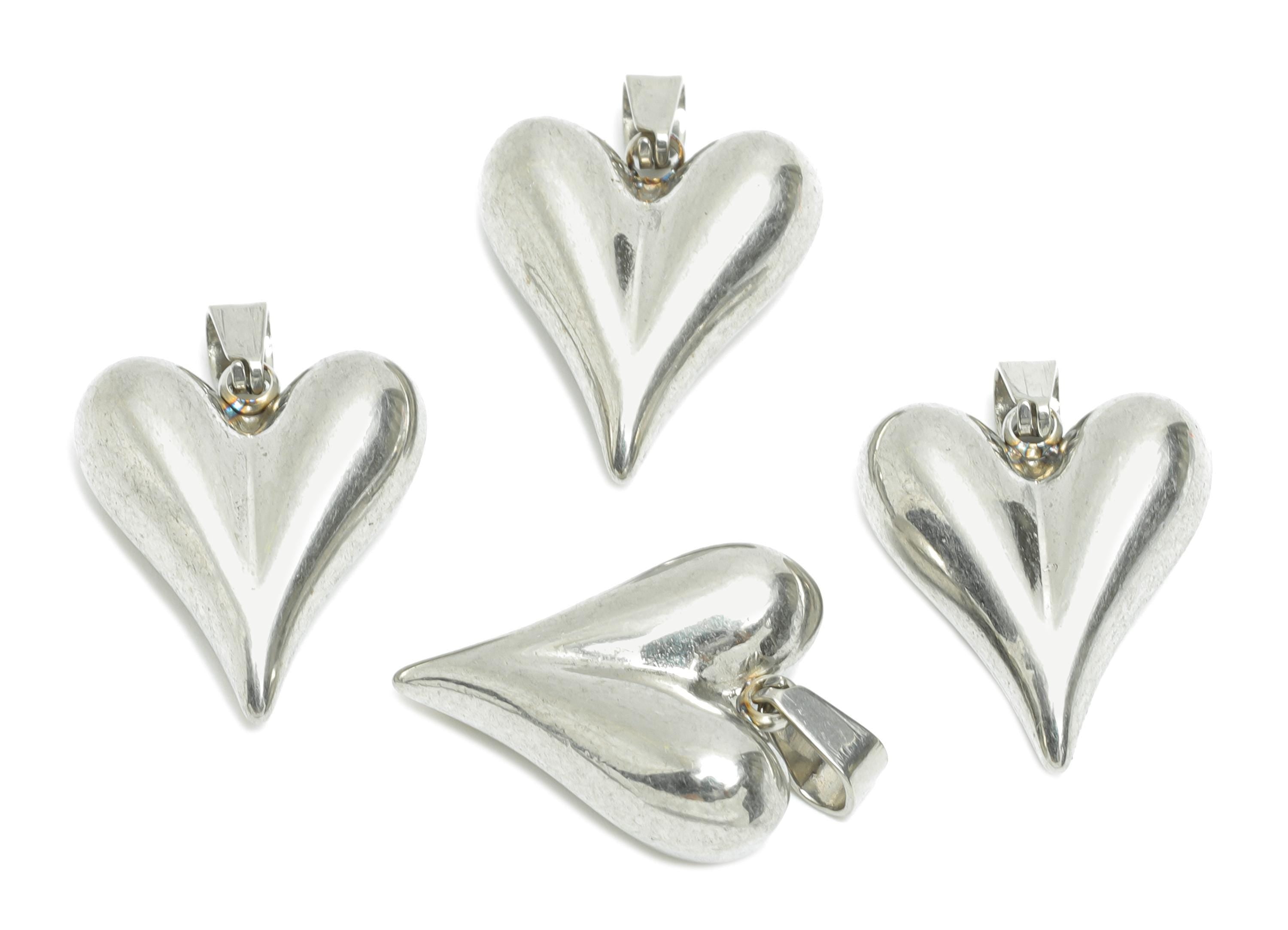 Steel Heart Pendant - Smooth Steel Heart Necklace Pendant - Romantic Metallic Love Charm - Heart Jewelry Accent - 20.3x16.97x6.09mm - SS1685 - DOMEDBAZAAR