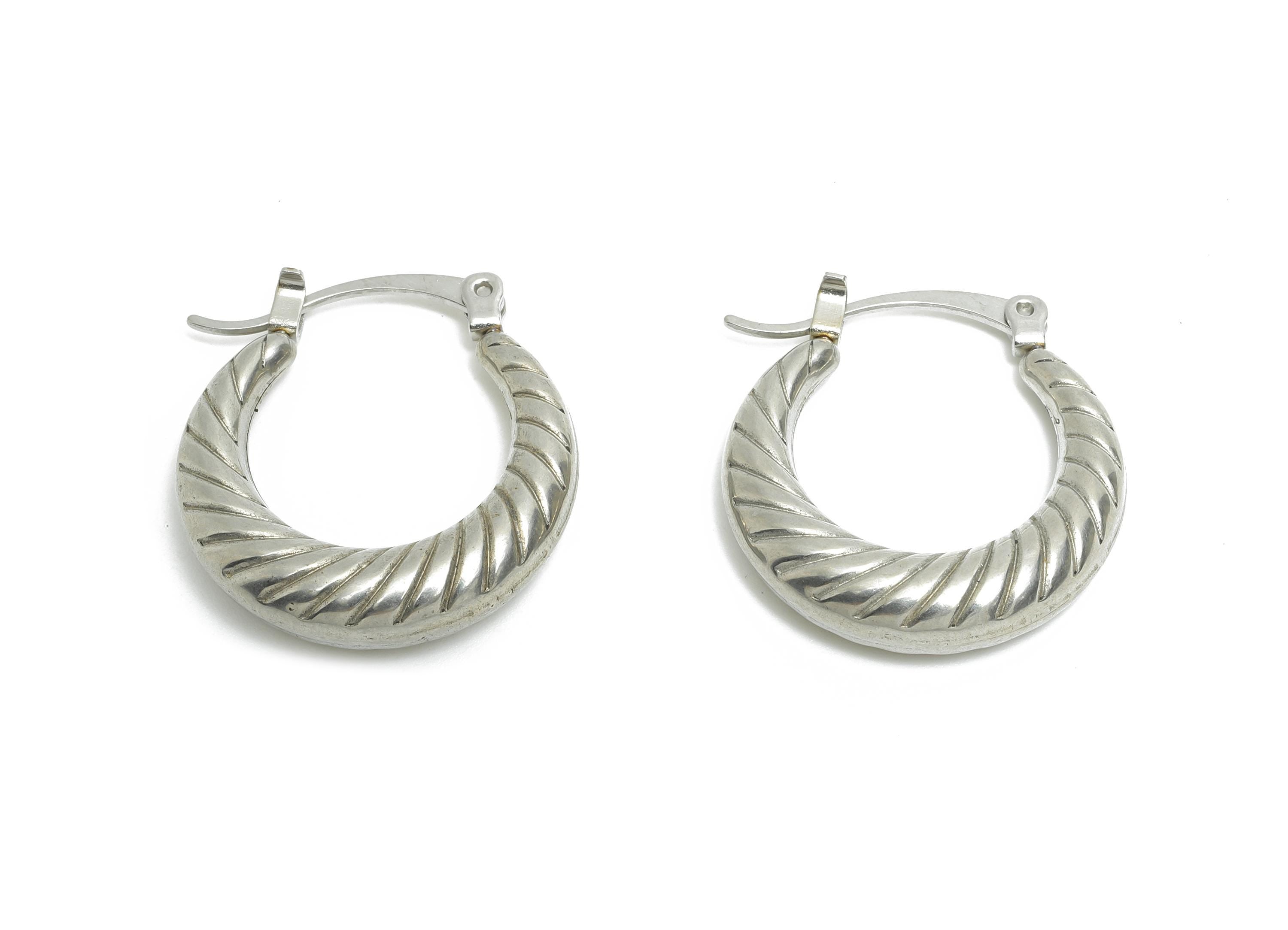 Steel Hoop Earring - Twisted Vintage Silver Hoop Earring - Hinged Back - Elegant Steel Hoop Jewelry - Steel Finding - 22.44x24x5mm - SS1701 - DOMEDBAZAAR