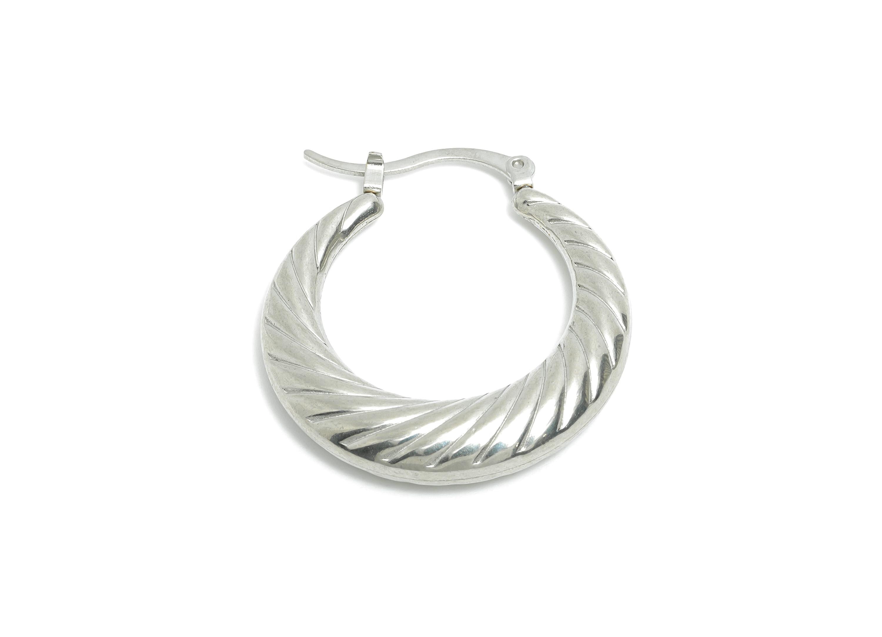 Steel Hoop Earring - Twisted Vintage Silver Hoop Earring - Hinged Back - Elegant Steel Hoop Jewelry - Steel Finding - 33x31.6x6.4mm - SS1696 - DOMEDBAZAAR