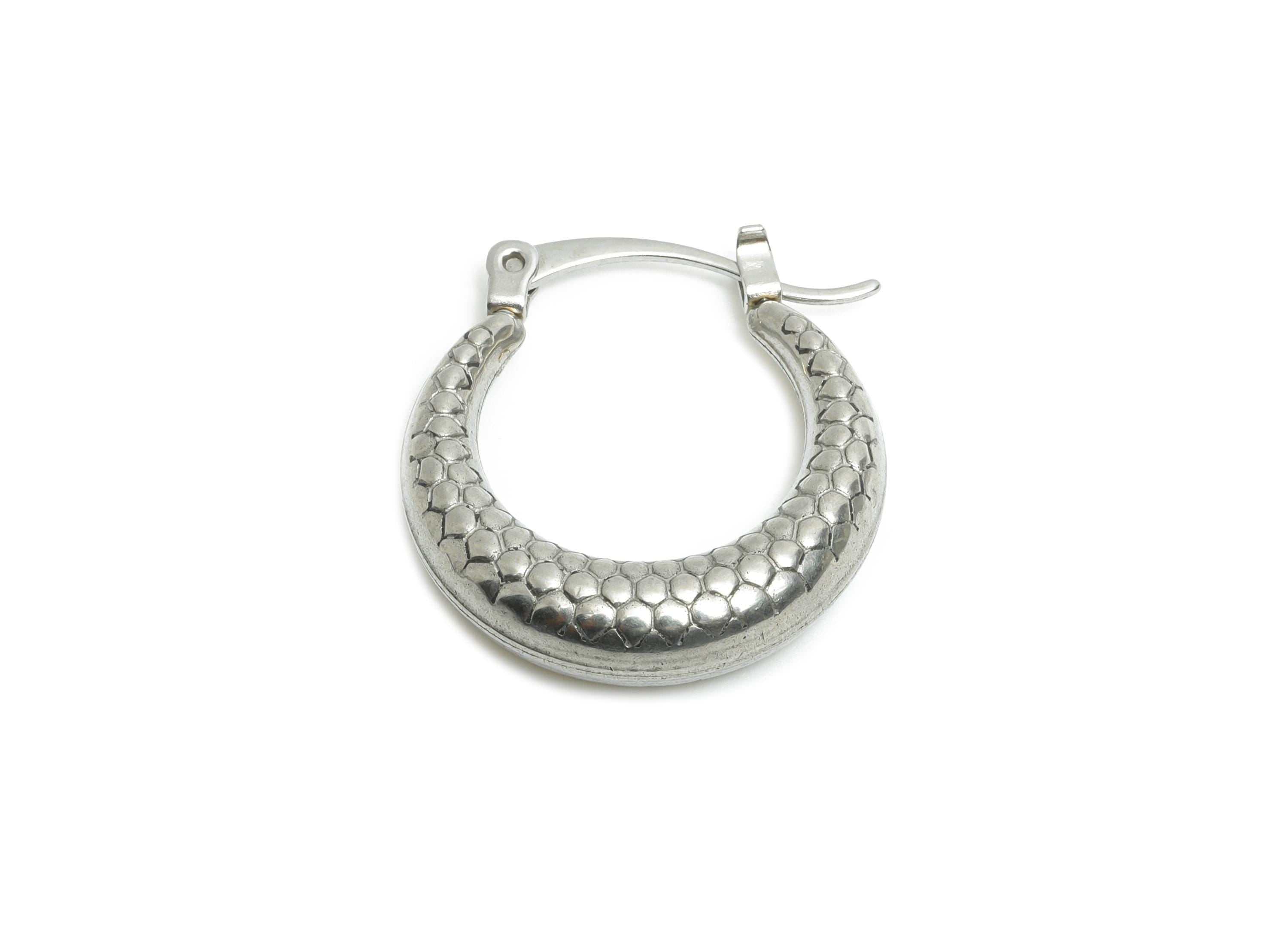 Steel Hoop Earring - Honeycomb Pattern Silver Hoop Earring - Hinged Back - Unique Steel Hoop Jewelry - Steel Finding - 22x24.36x6mm - SS1707 - DOMEDBAZAAR