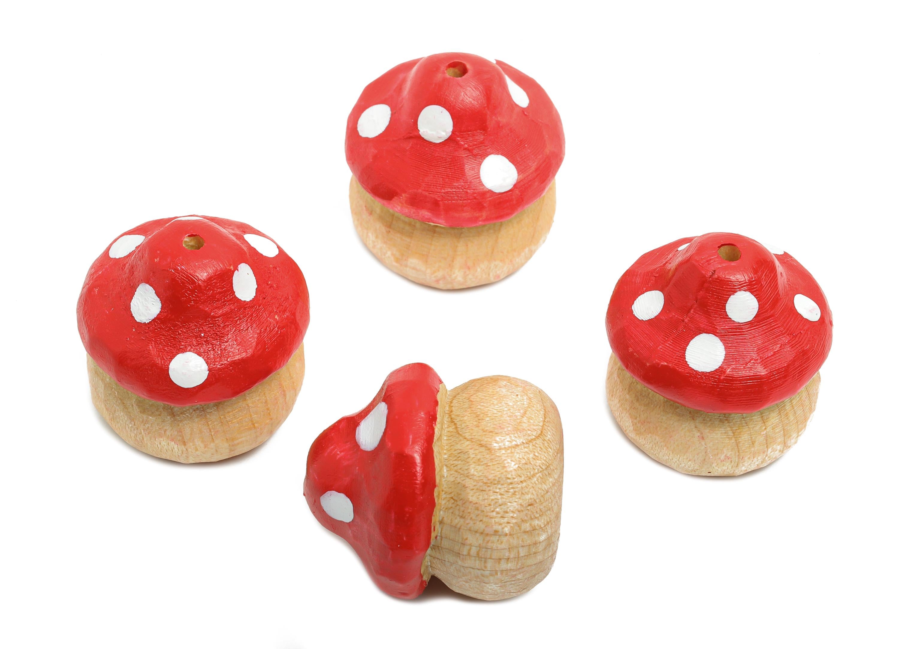 Linder Wood Mushroom Charm - Handcrafted Mushroom Beads - DIY Jewelry Wood Mushroom Supplies - Artisan Mushroom Bead - 23x21x20mm - BB1337 - DOMEDBAZAAR