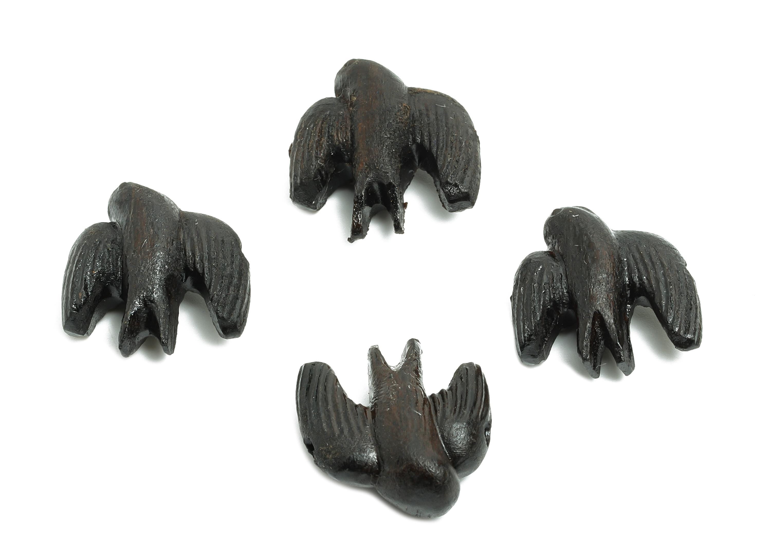 Black Wood Pigeon Beads - Handcrafted Swallow Beads - DIY Jewelry Natural Wood Supplies For Bracelet - Artisan Wood Bead - 19x18x8mm -BB1324 - DOMEDBAZAAR