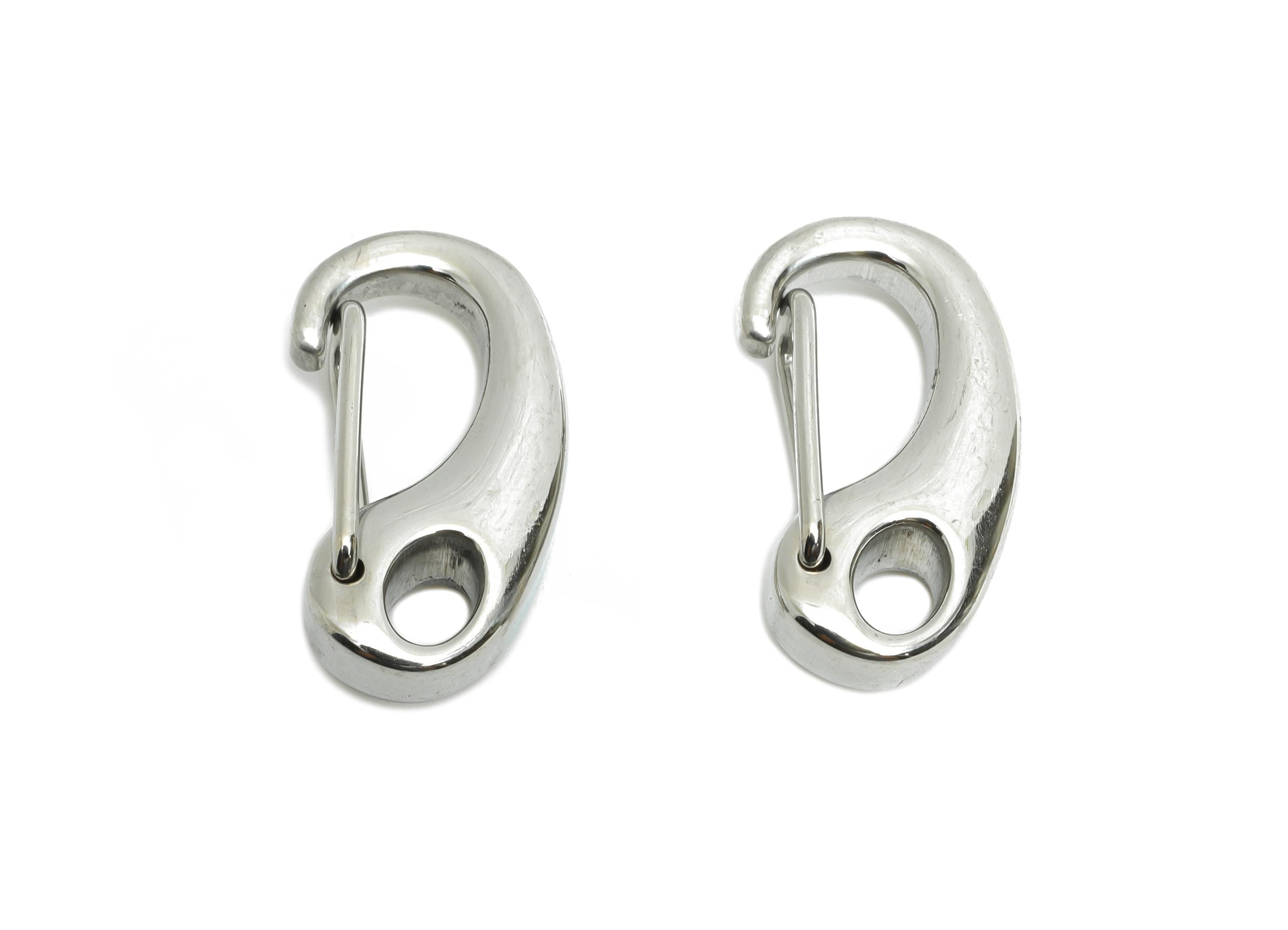 Steel Carabiner Clasp - Keychain Link Component - Silver Steel Lobster Clasp with Loop - Fashion Accessory Closure - 20.8x10.7x4mm - SS1688 - DOMEDBAZAAR