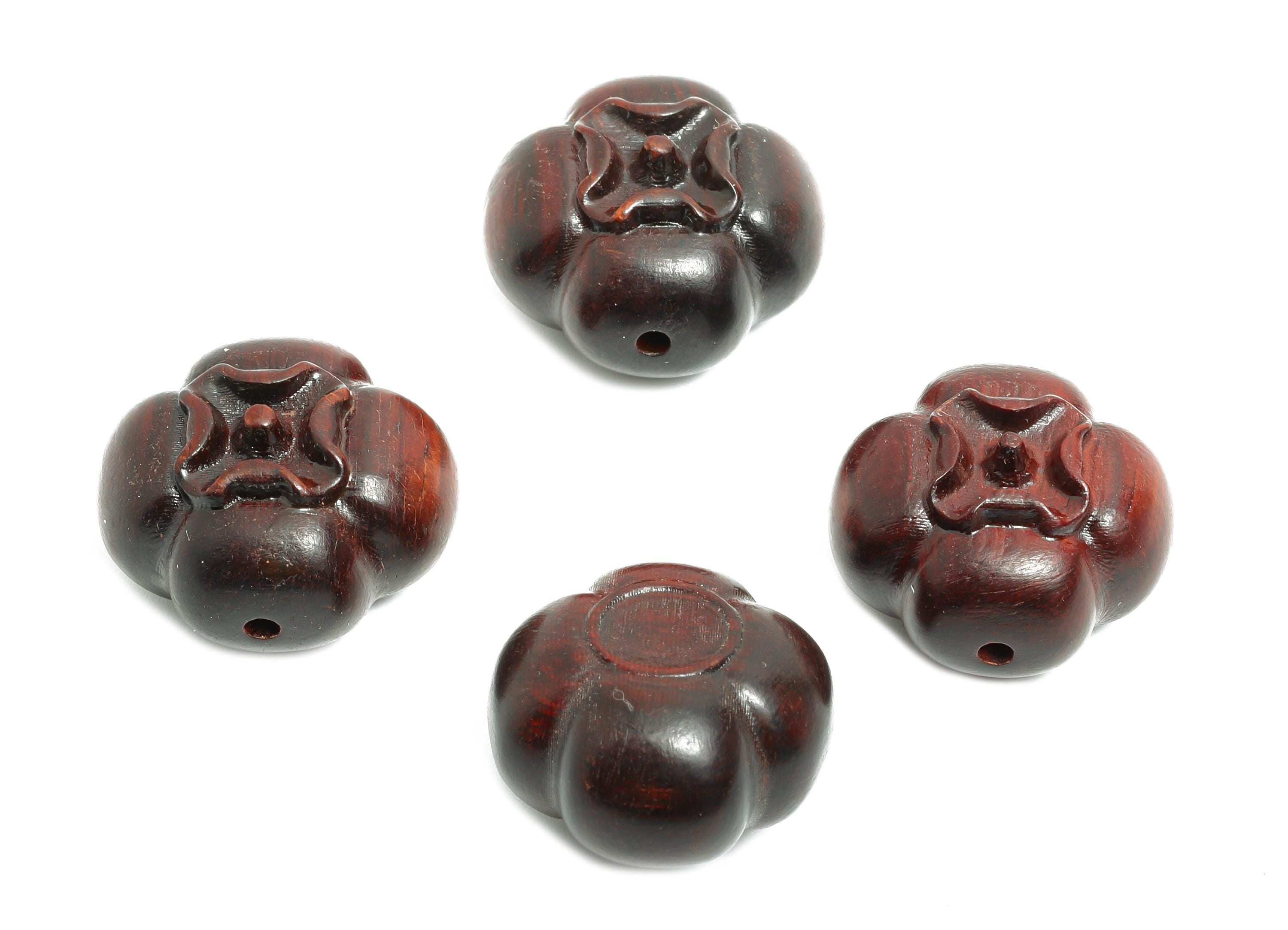 Rose Wood Persimmon Bead - Handcrafted Fruit Bead - DIY Jewelry Natural Wood Supplies For Bracelet - Artisan Wood - 19x19x13mm - BB1332 - DOMEDBAZAAR