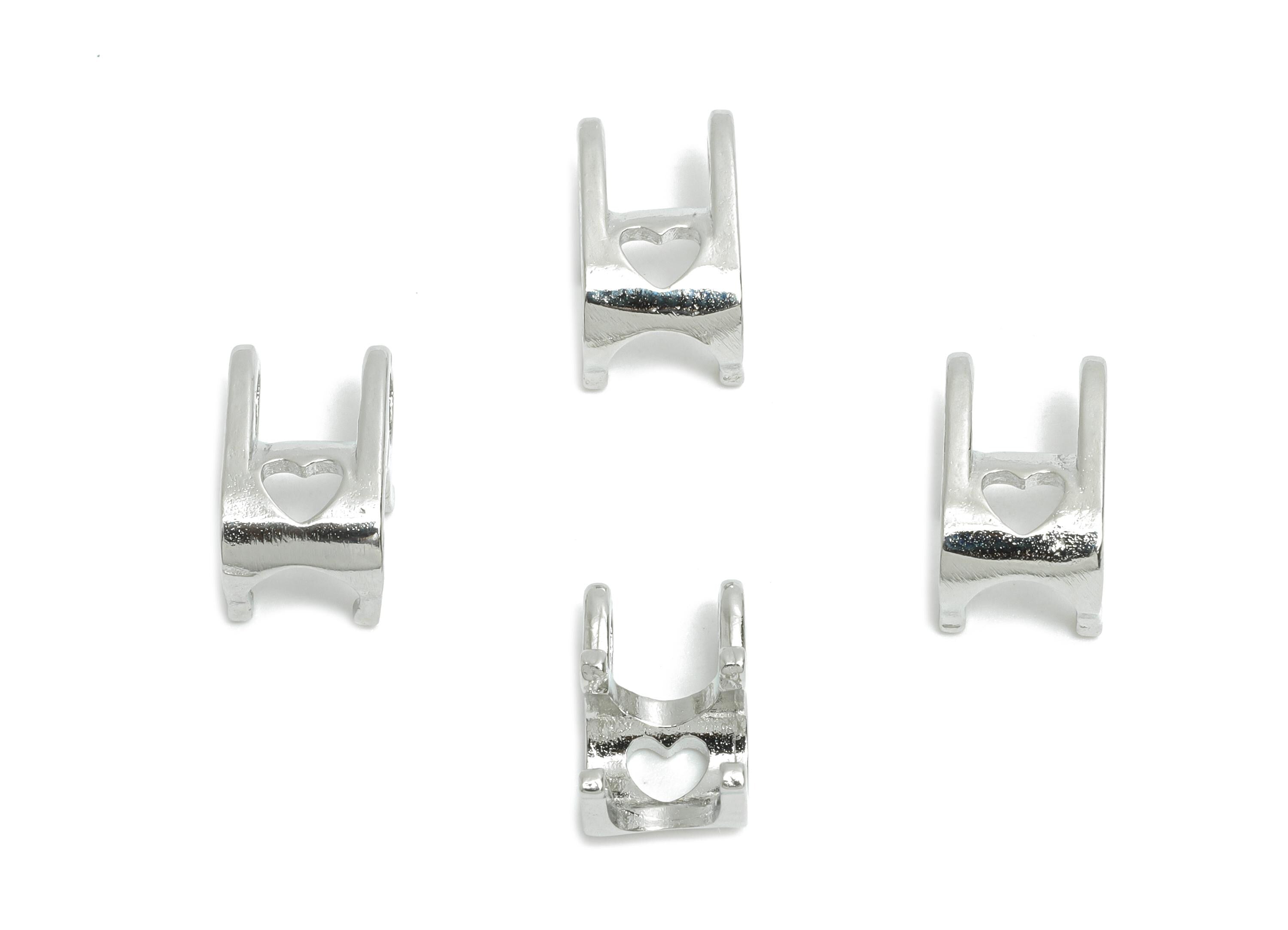 Brass Diamond Necklace Setting - Classic Heart Necklace Pendant for Zircon - Elegant Jewelry Accent - Silver Tone Plated - 10x6x5mm-RGP10771 - DOMEDBAZAAR